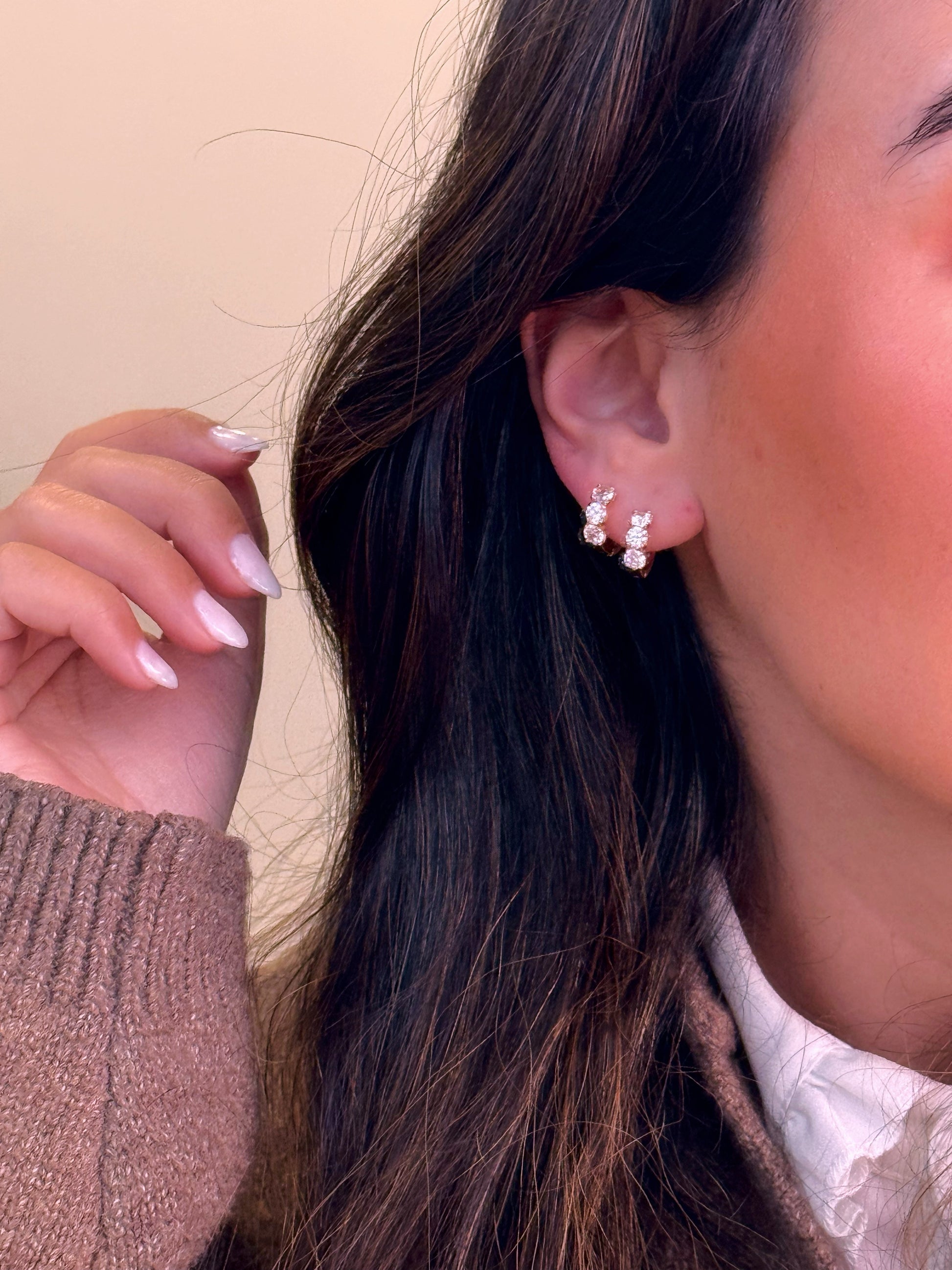 Argolinhas com 3 brilhantes | Rose Gold