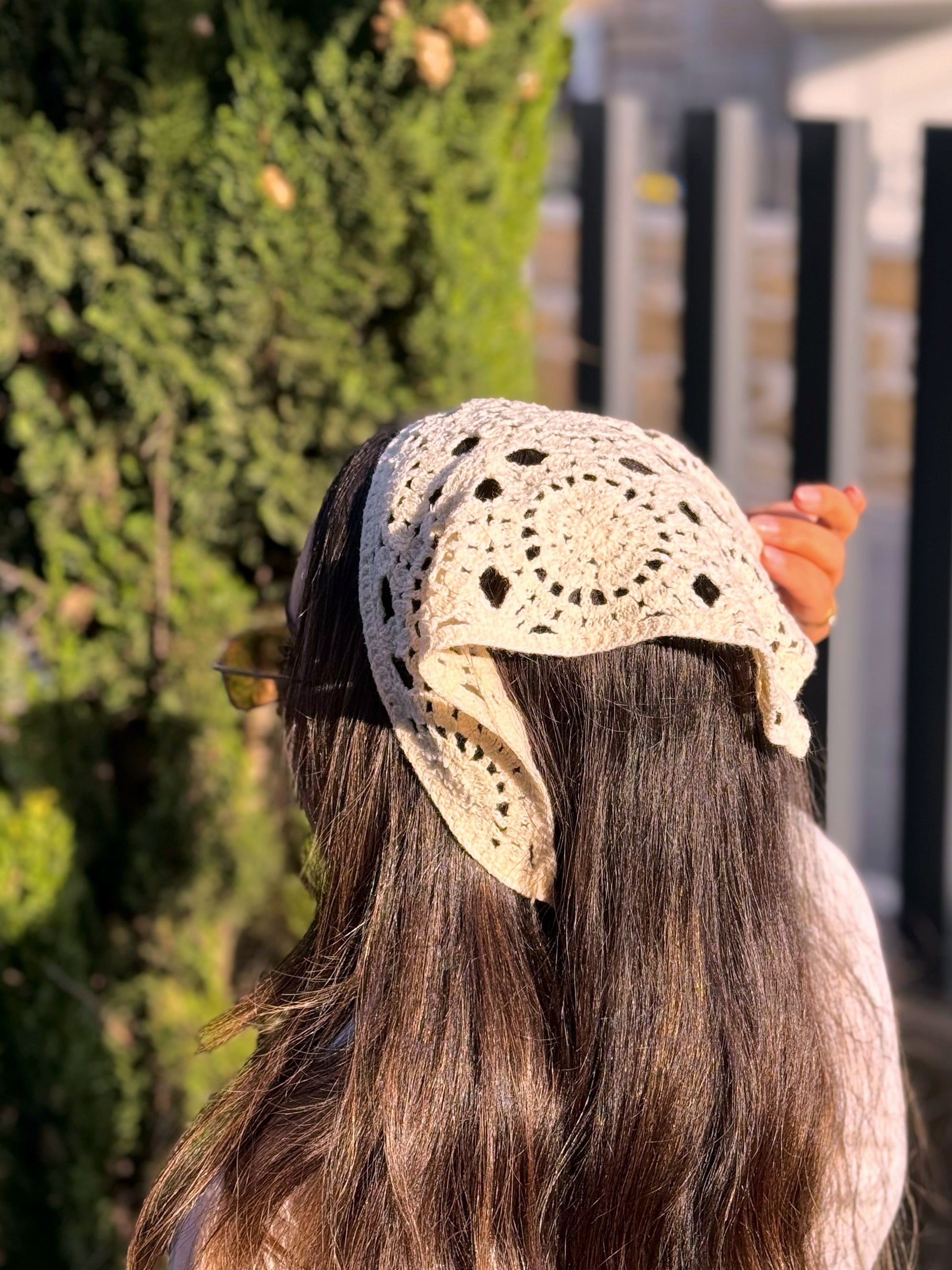 Bandana multifuncional em croché | Bege