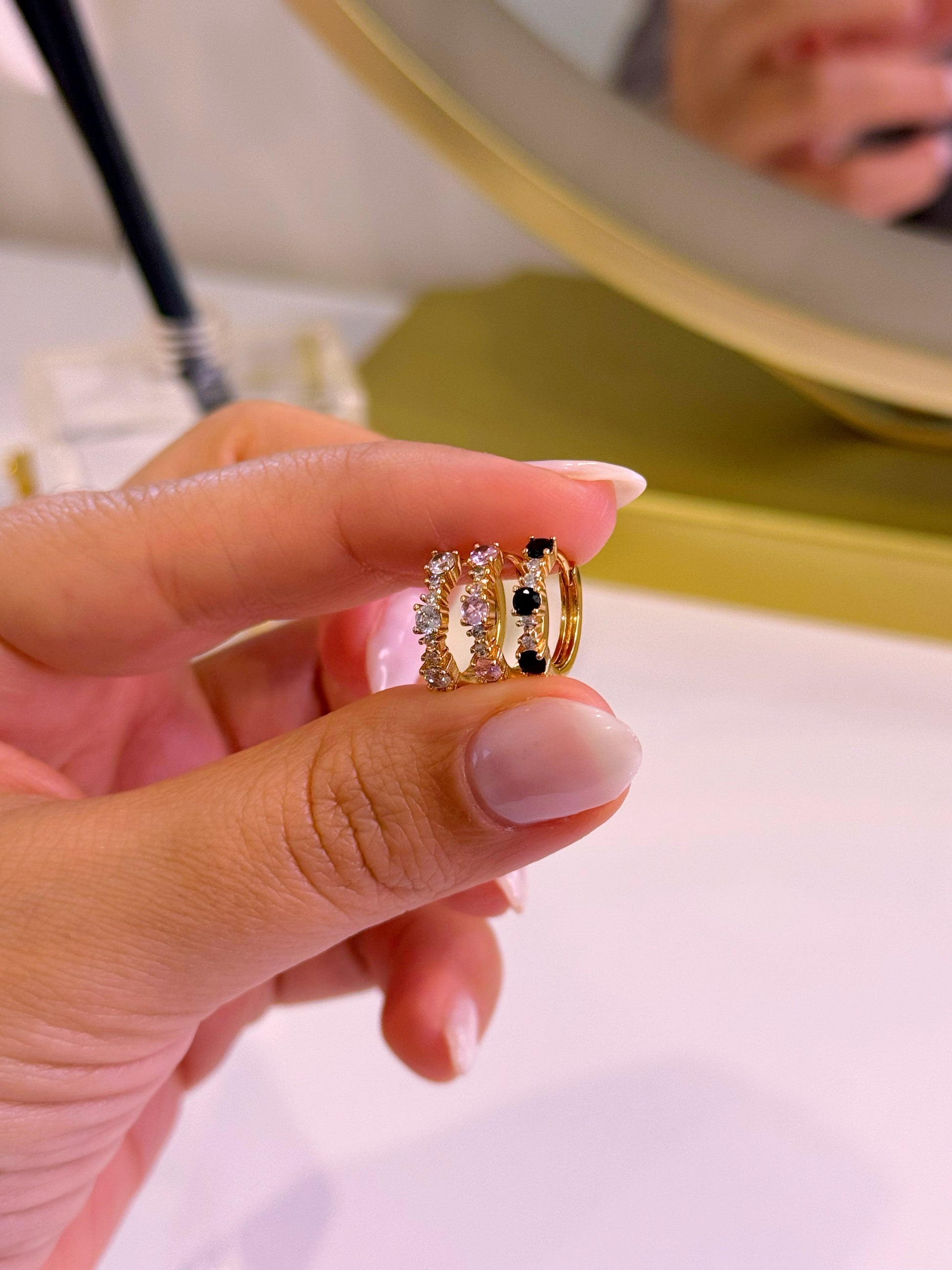 Argolinhas fila de brilhantes • Rose Gold | 3 cores