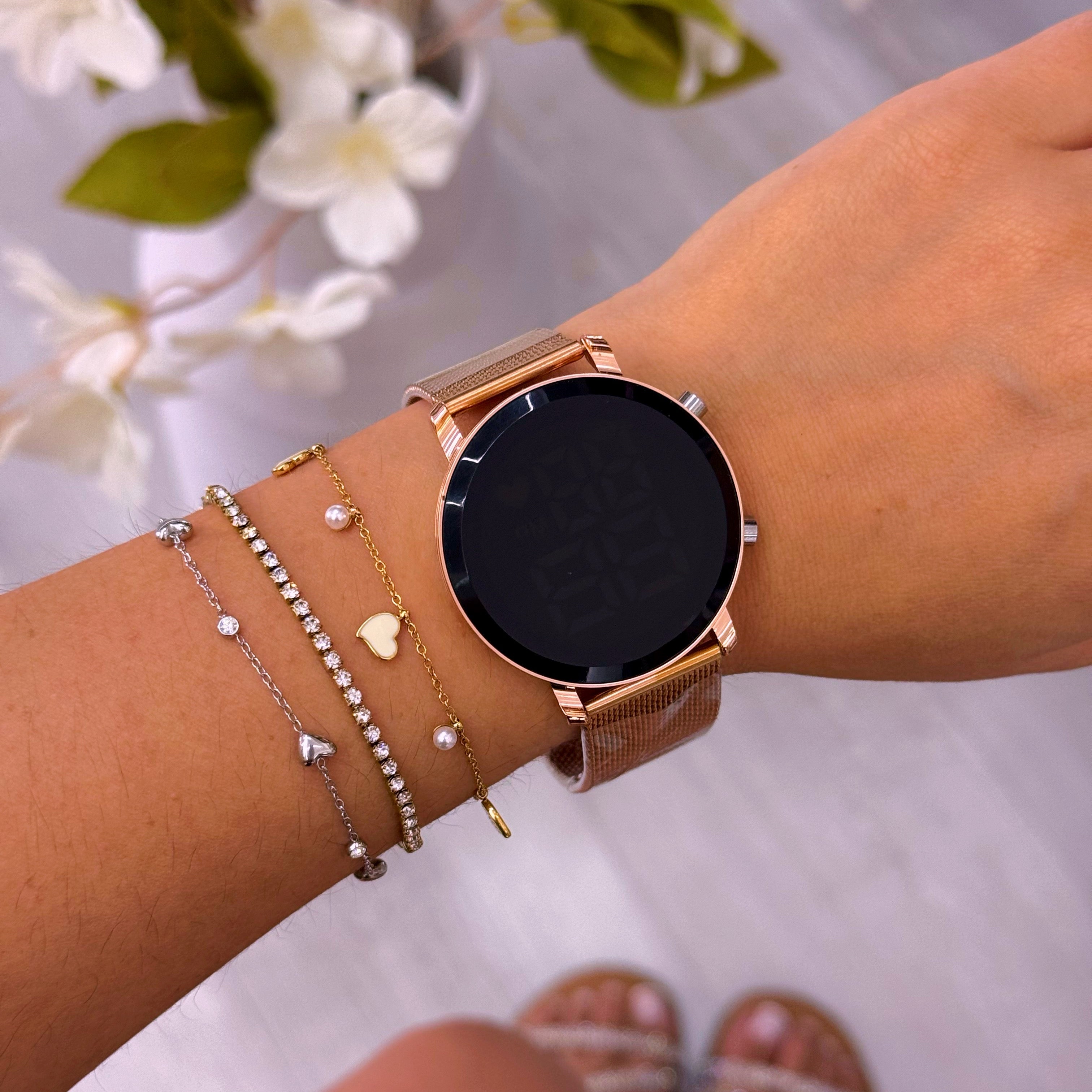 Relógio digital bracelete simples | Rose Gold