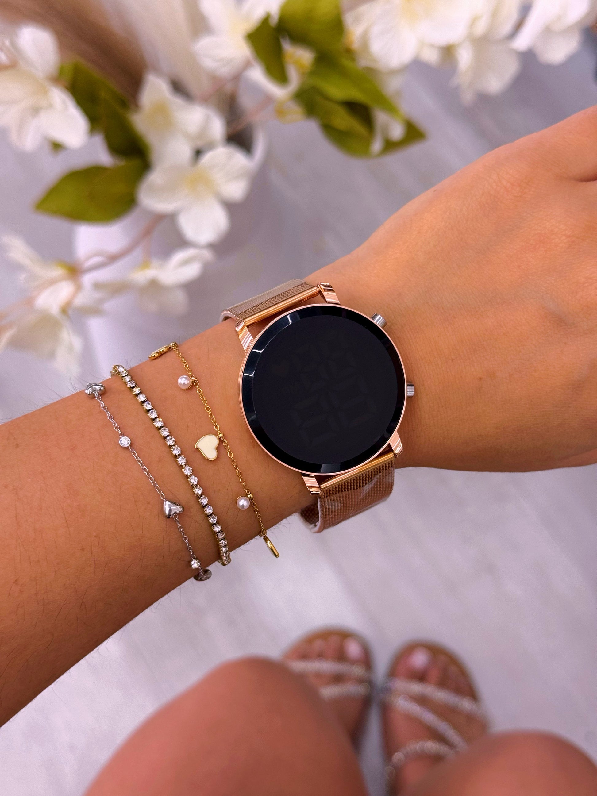 Relógio digital bracelete simples | Rose Gold