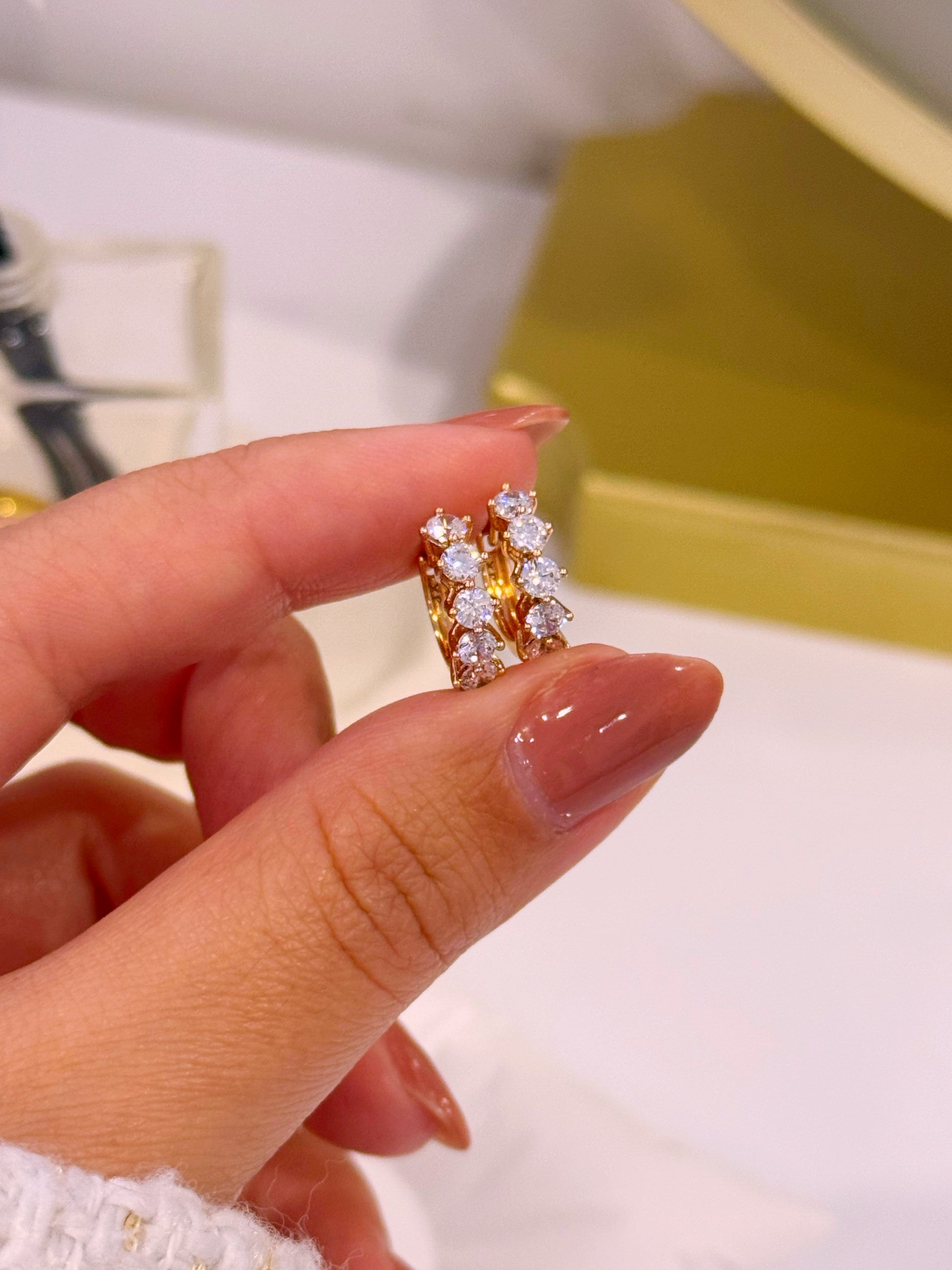 Argolinhas preenchidas com brilhantes | Rose Gold