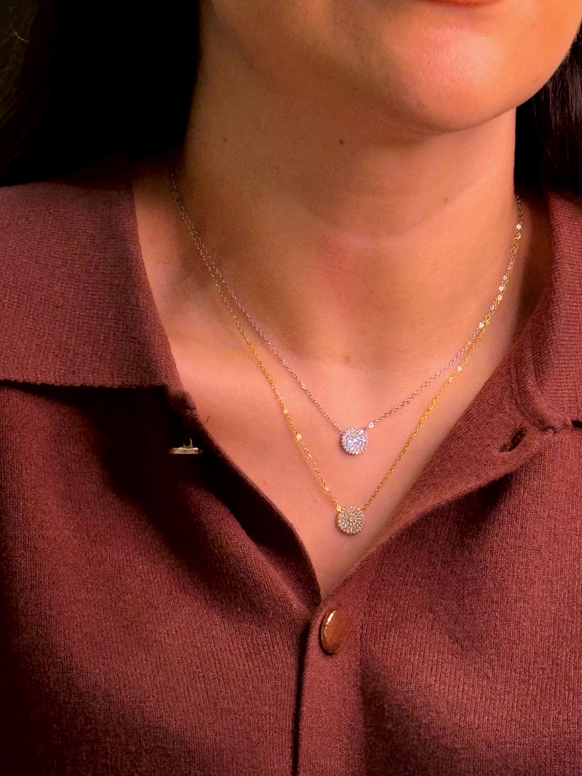 Colar fininho com círculo e brilhantes | 2 Cores