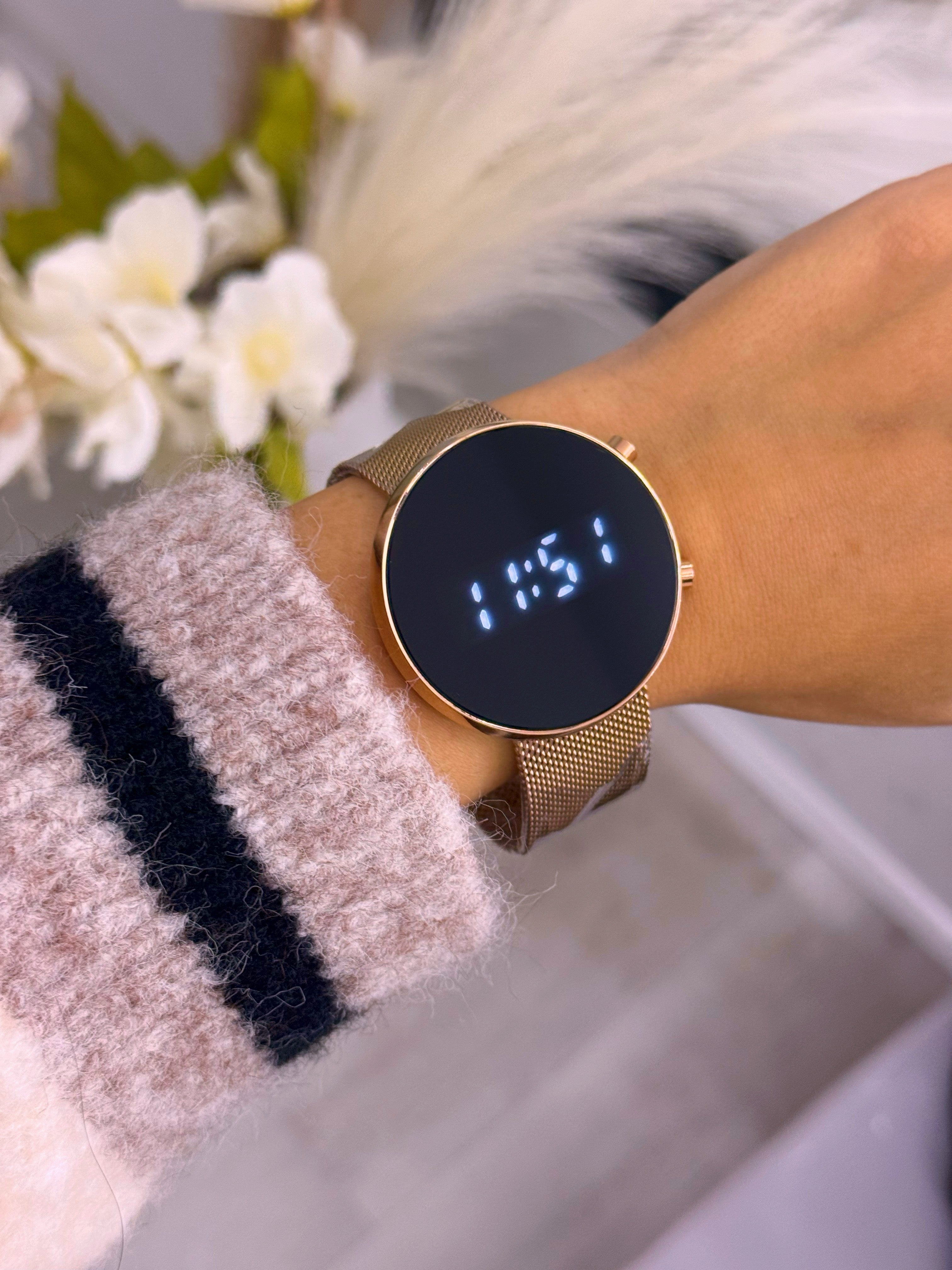 Relógio digital redondo | Rose Gold