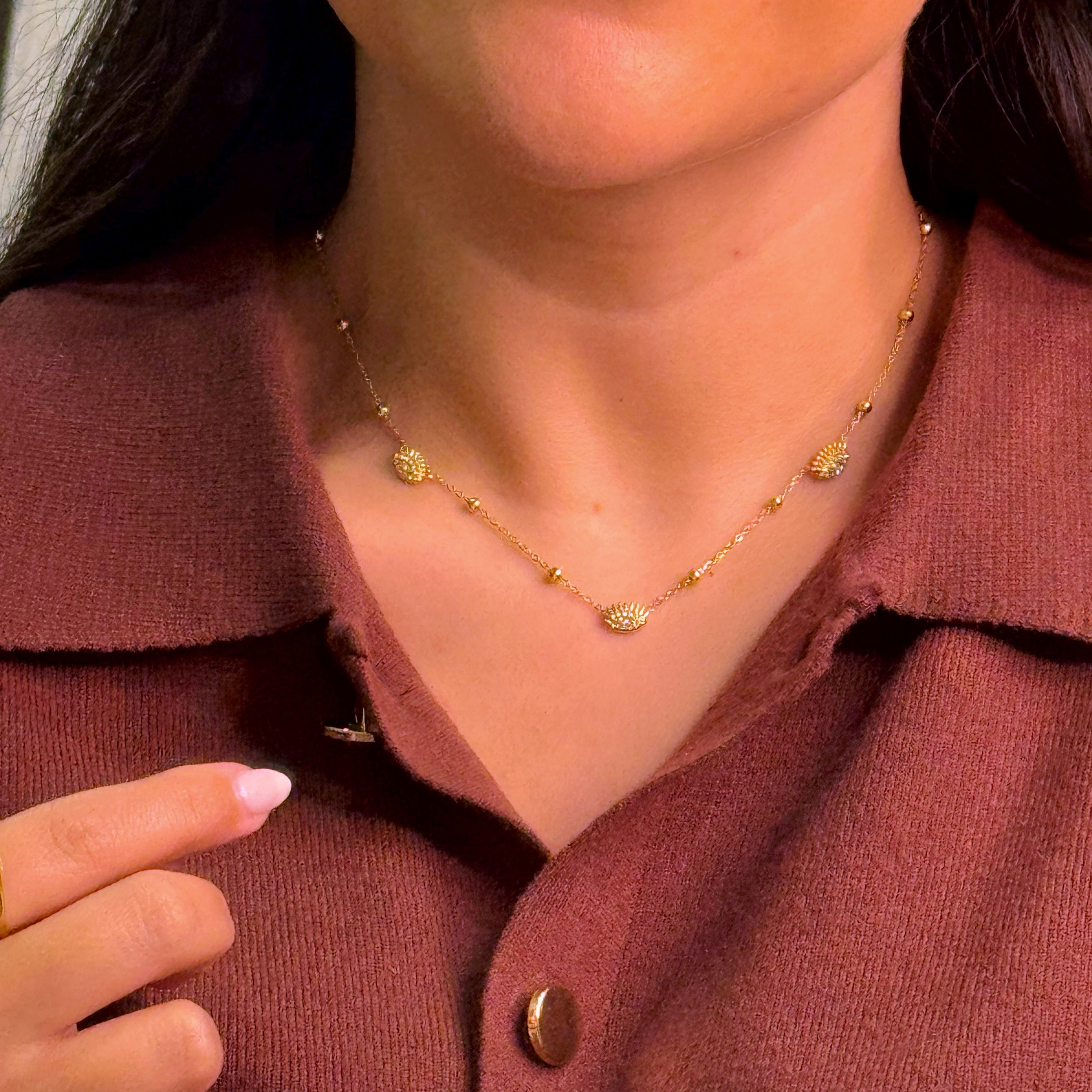 Colar com olho grego e brilhantes | Dourado