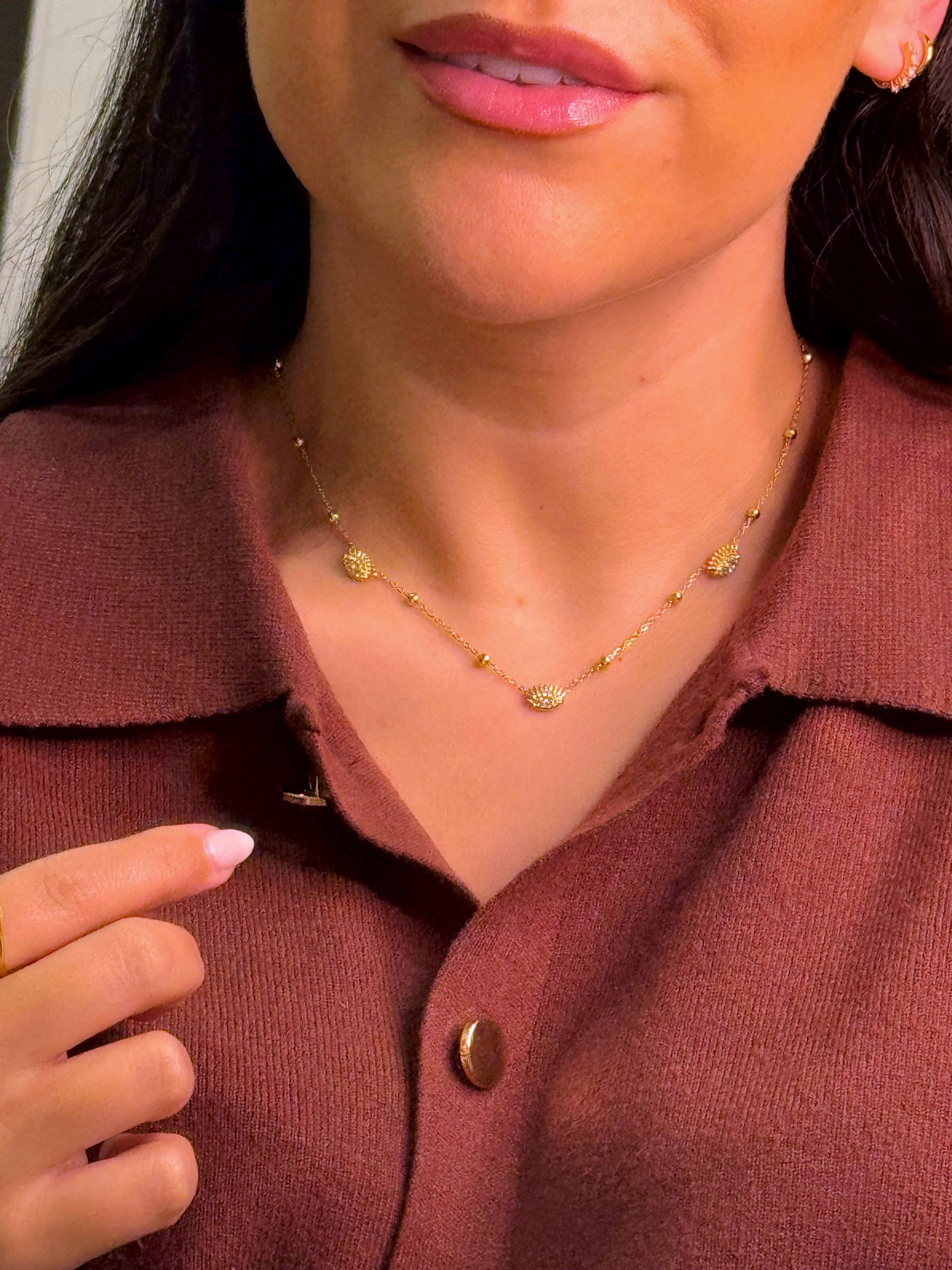 Colar com olho grego e brilhantes | Dourado