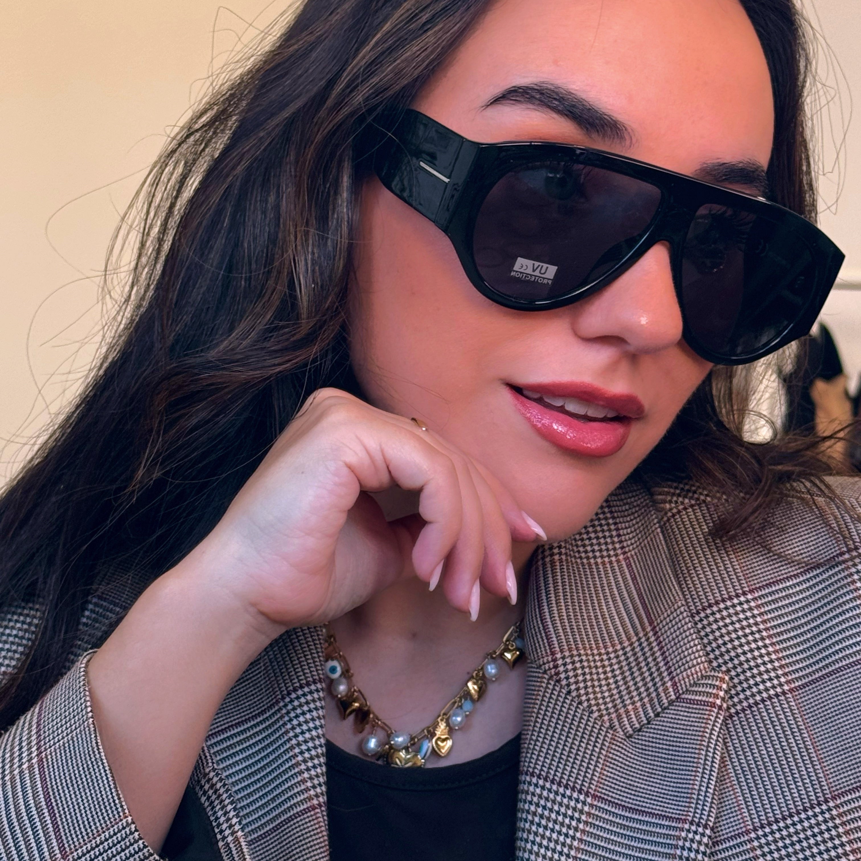 Óculos de sol oversized com armação em massa | Pretos