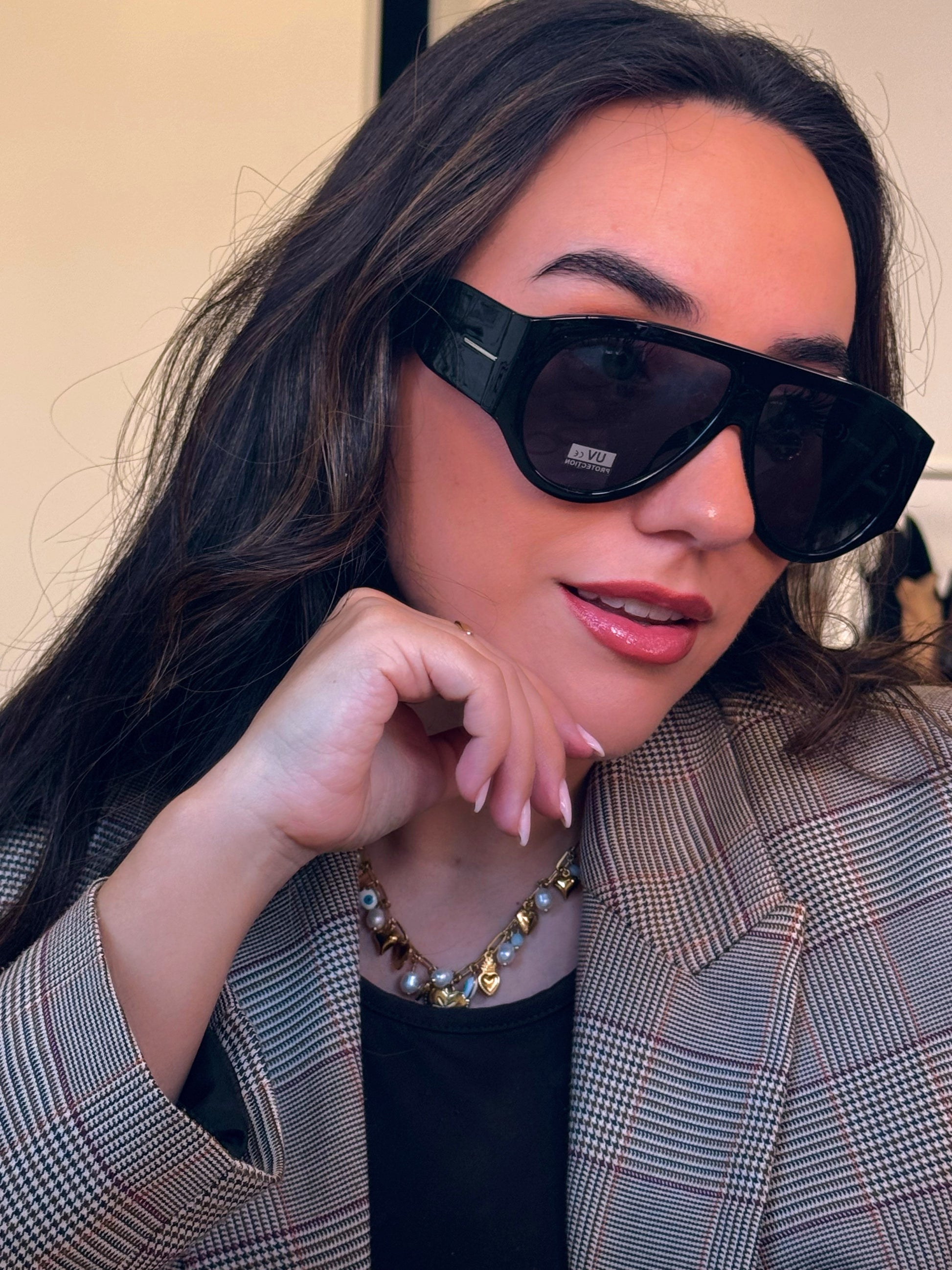Óculos de sol oversized com armação em massa | Pretos