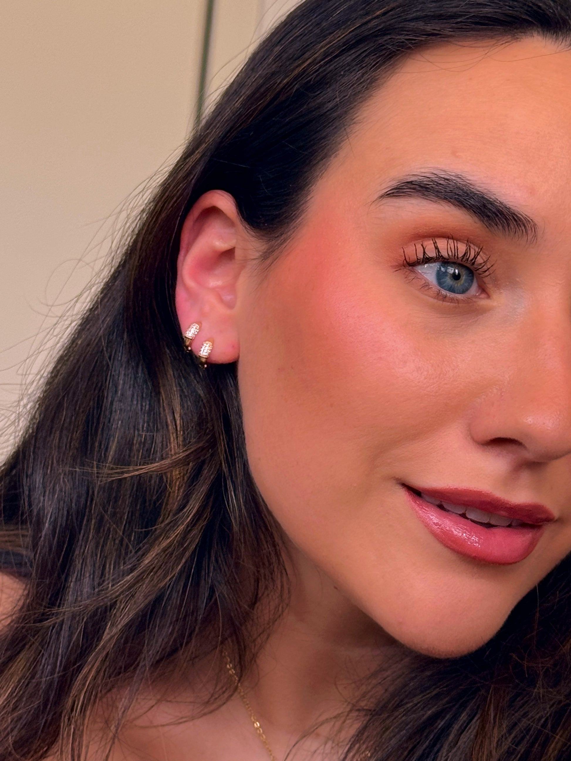 Argolinhas lisas com brilhantes | Rose Gold