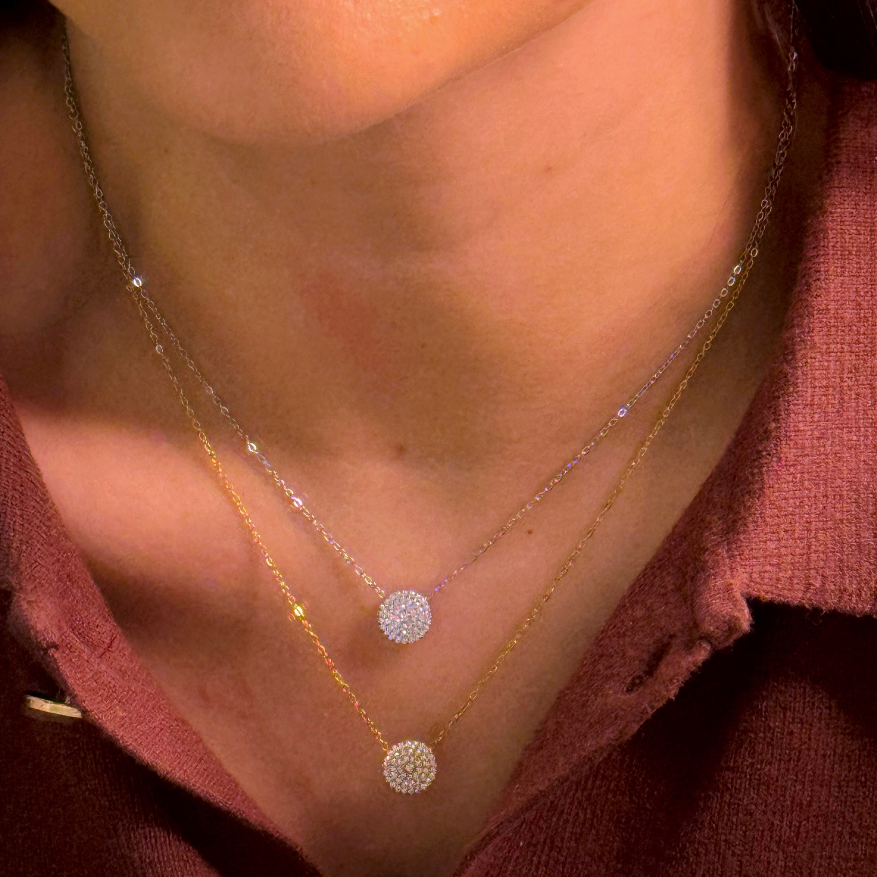 Colar fininho com círculo e brilhantes | 2 Cores