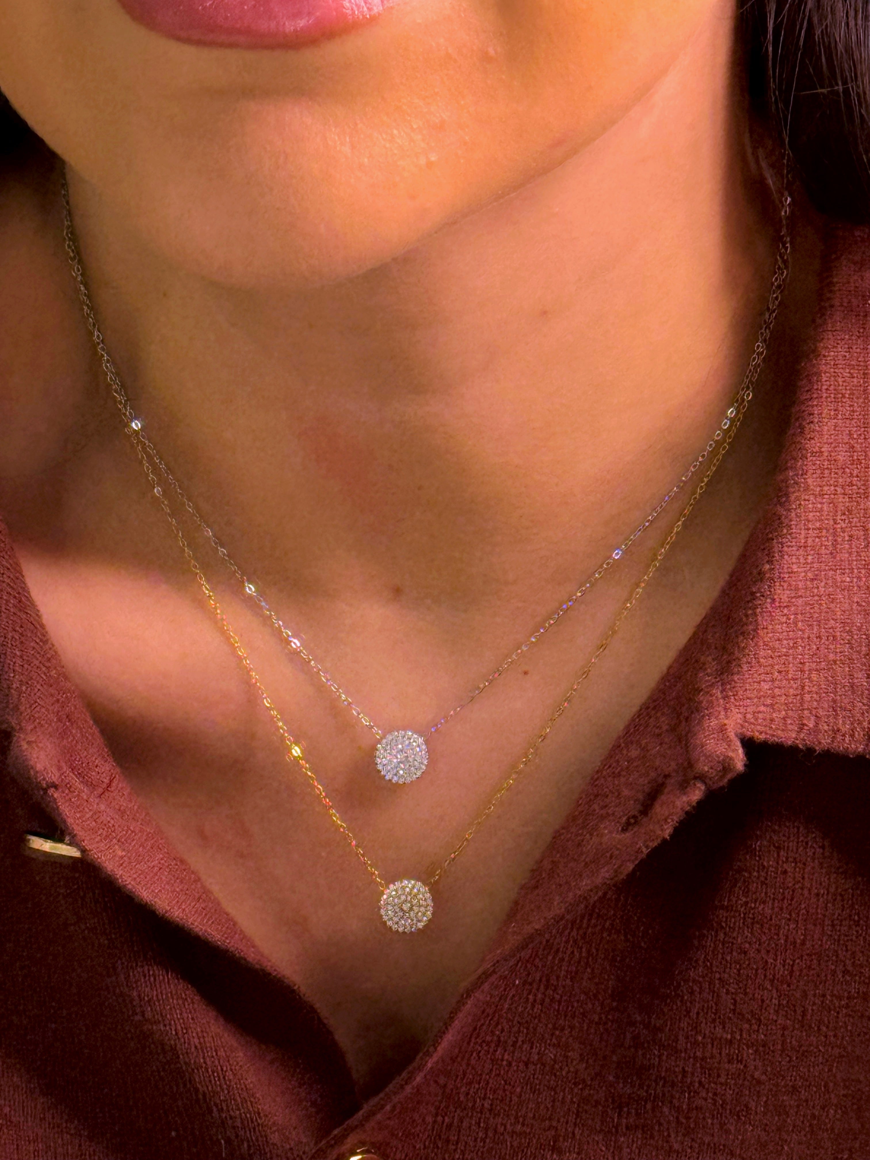 Colar fininho com círculo e brilhantes | 2 Cores