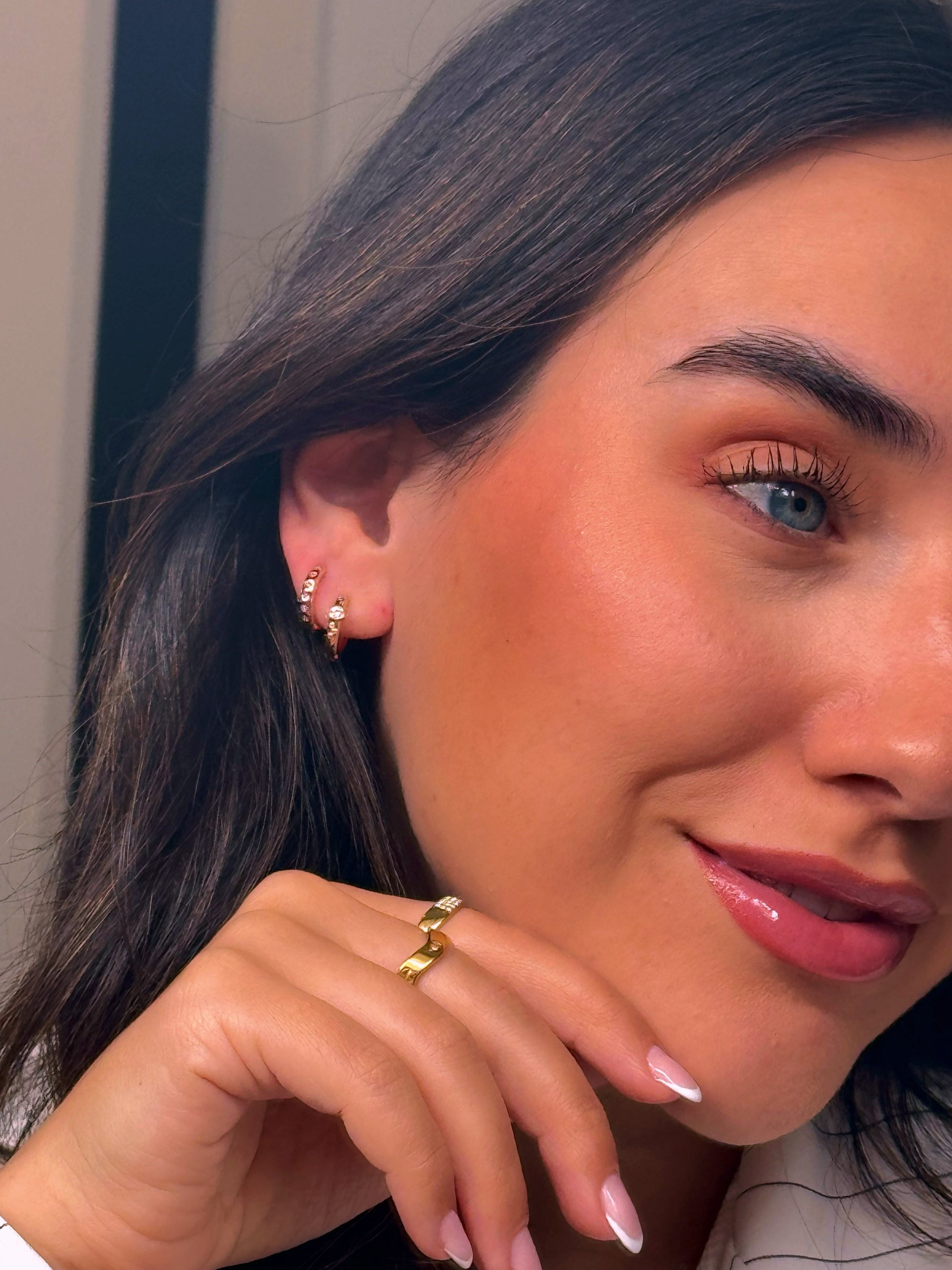Argolinhas com corações em brilhantes | Rose Gold