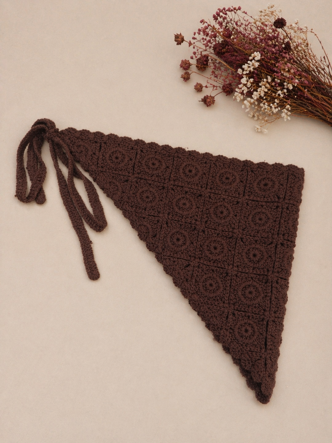 Bandana multifuncional em croché | Castanho