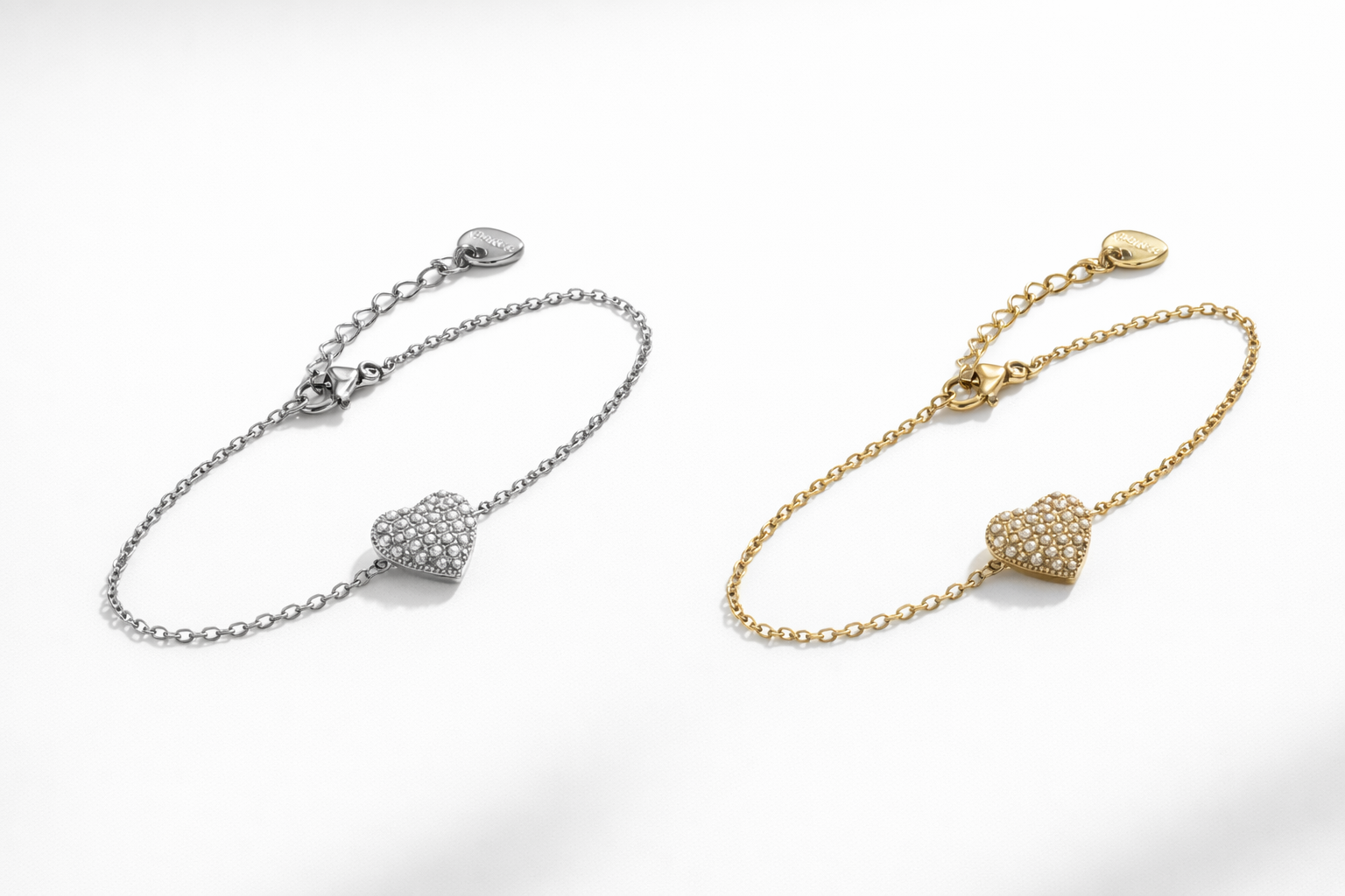 Pulseira delicada • coração preenchido com pérolas | 2 Cores