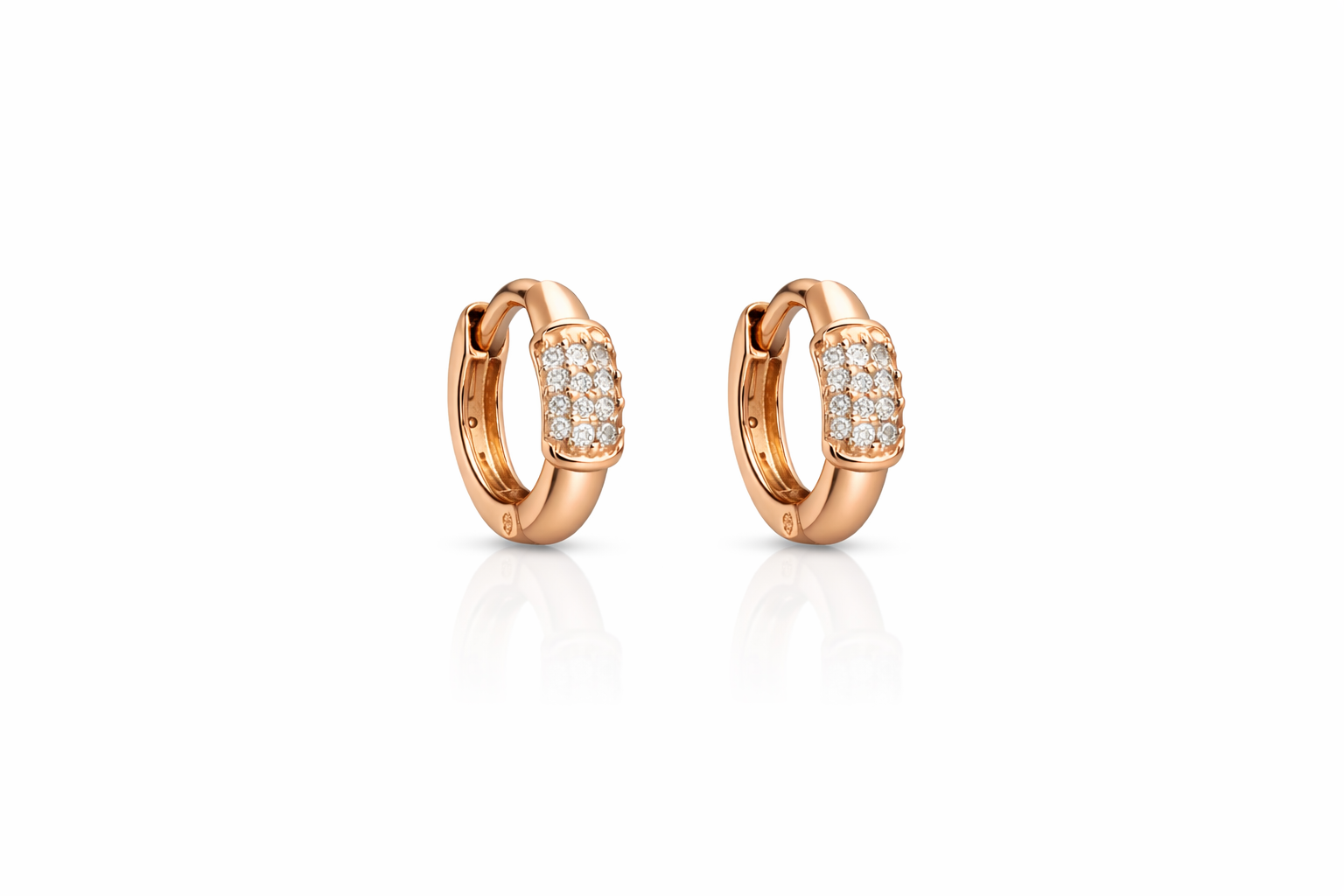 Argolinhas lisas com brilhantes | Rose Gold
