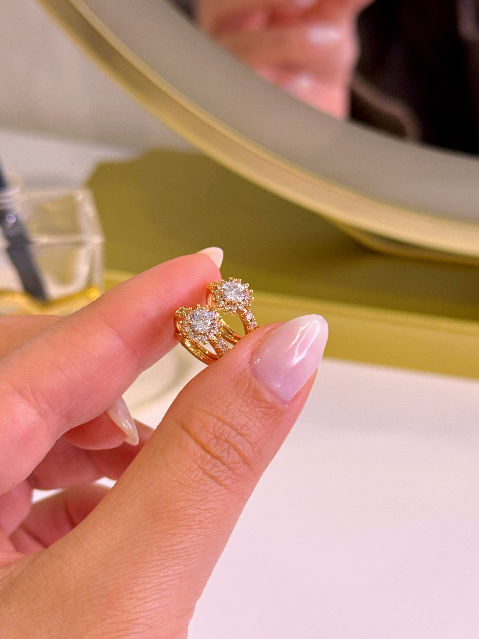 Argolinhas estrelinha em brilhantes | Rose Gold
