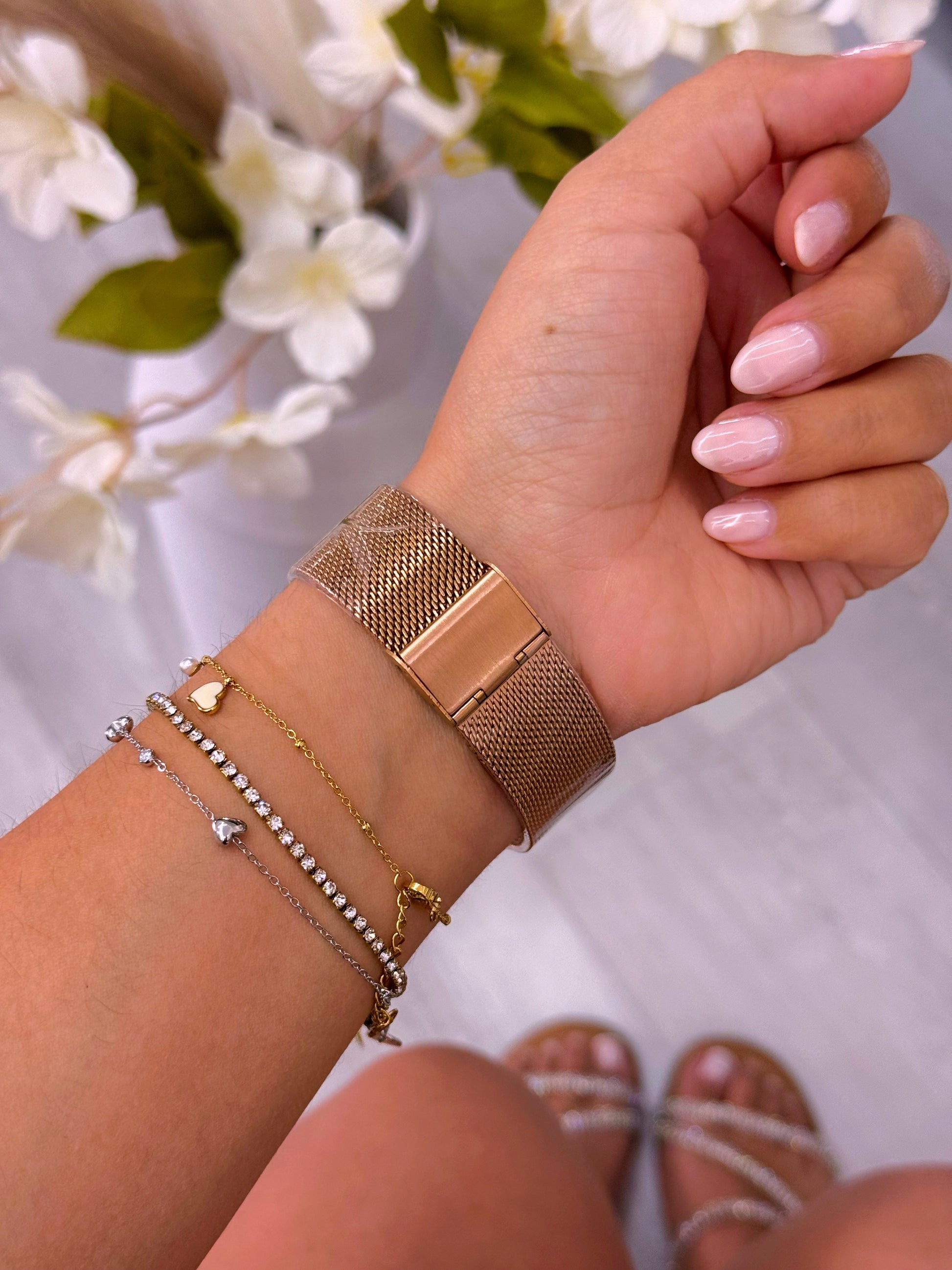 Relógio digital bracelete simples | Rose Gold