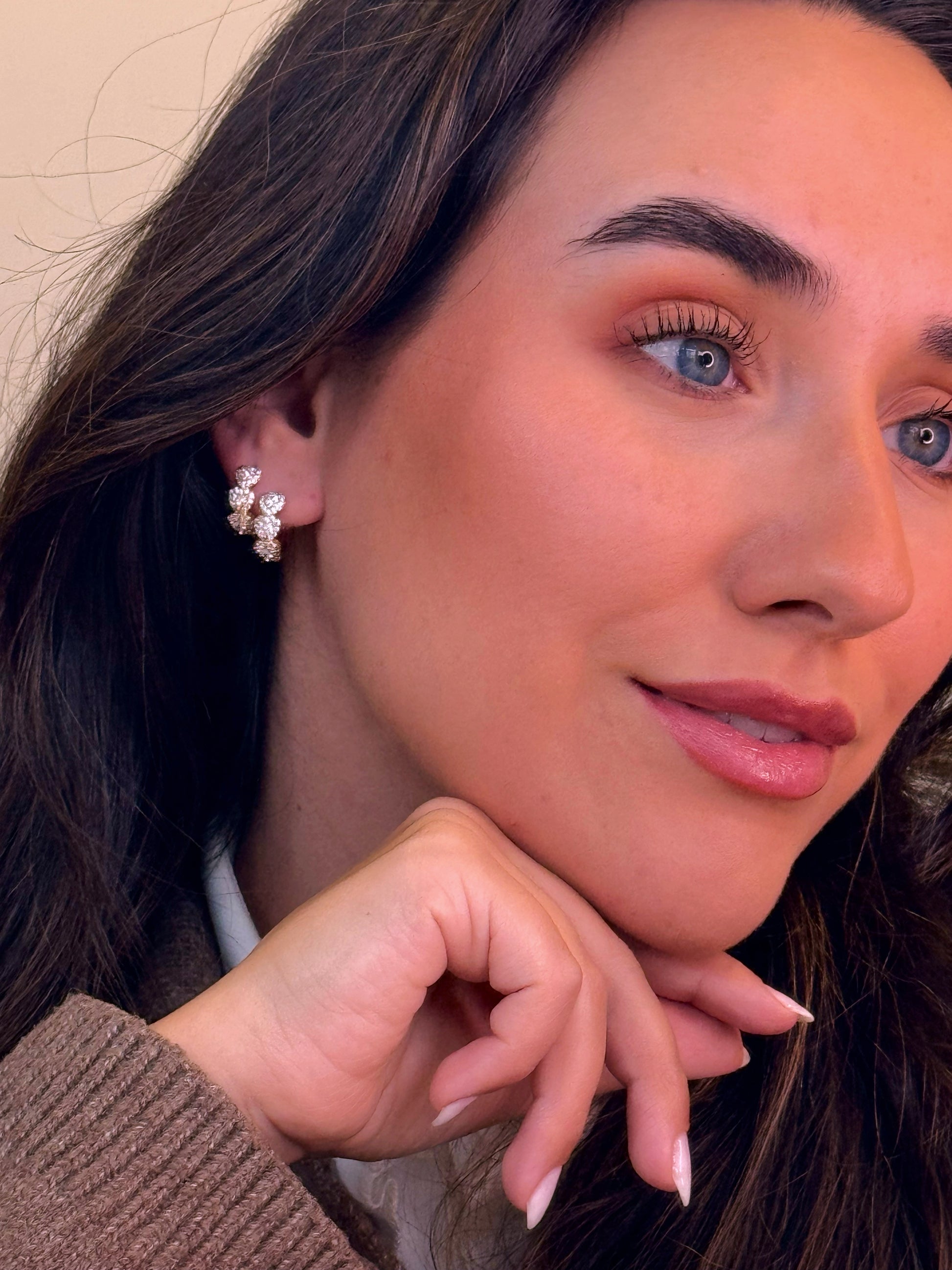 Argolinhas 3 corações preenchidos com brilhantes | Rose Gold