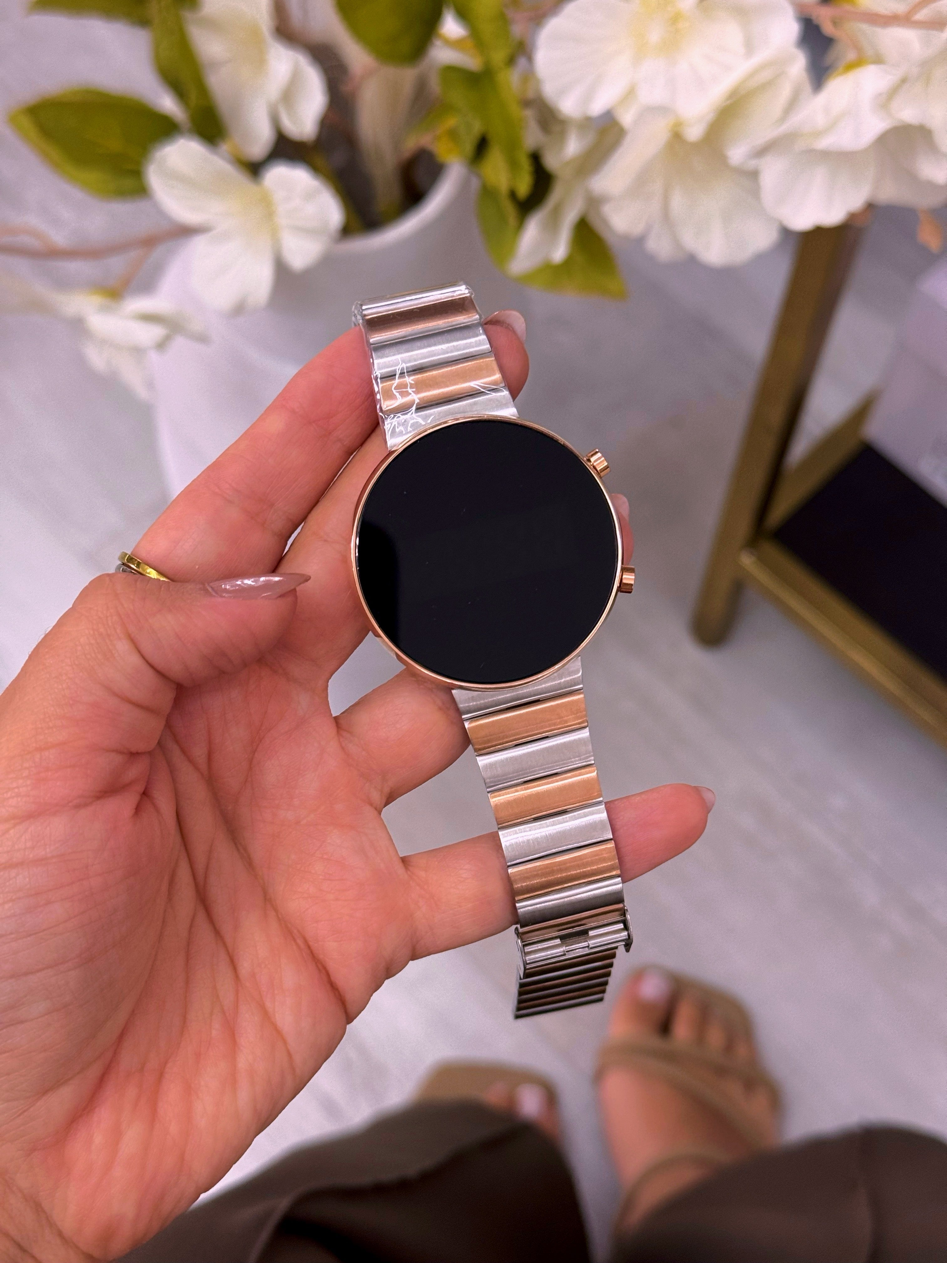 Relógio mostrador redondo | Mix prateado e Rose gold