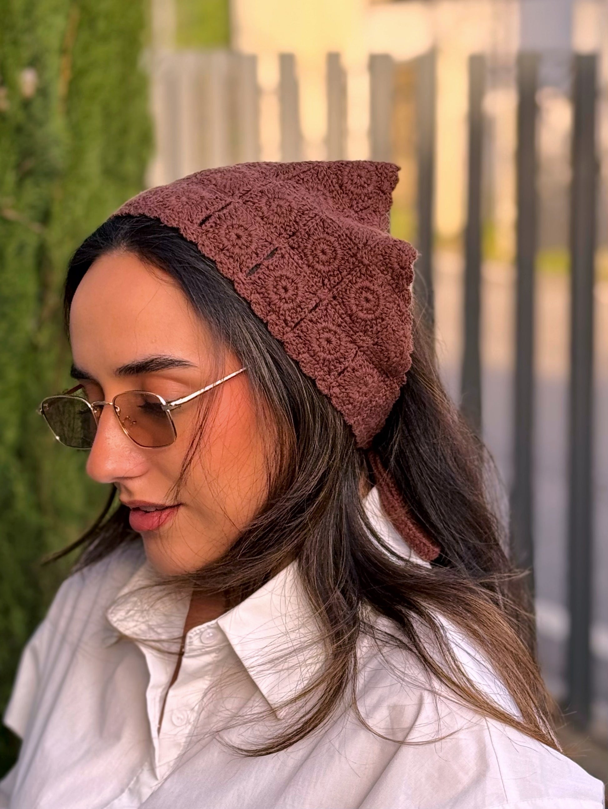 Bandana multifuncional em croché | Castanho