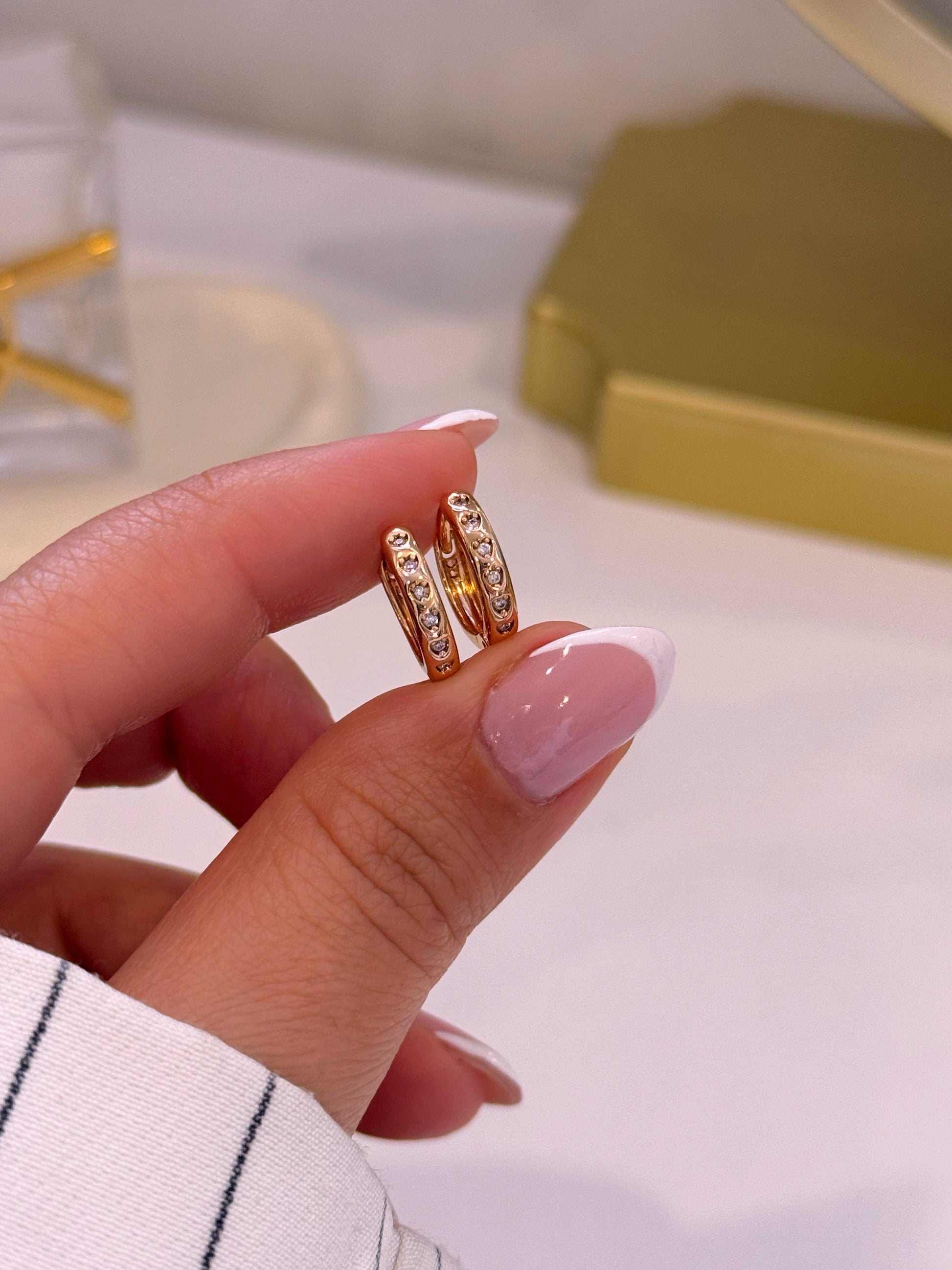 Argolinhas com corações em brilhantes | Rose Gold