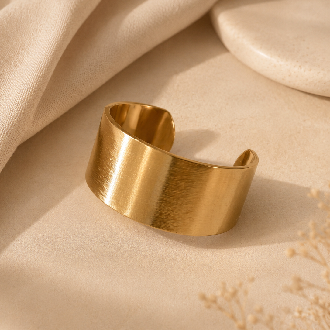 Pulseira rígida larga e lisa | Dourado