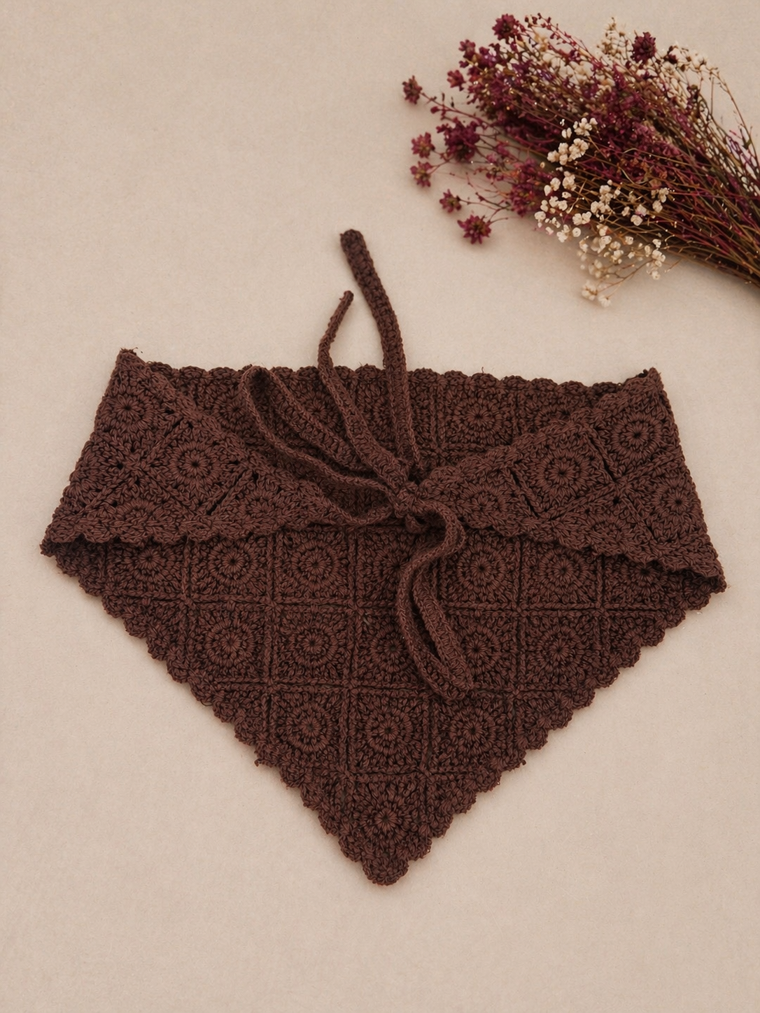 Bandana multifuncional em croché | Castanho