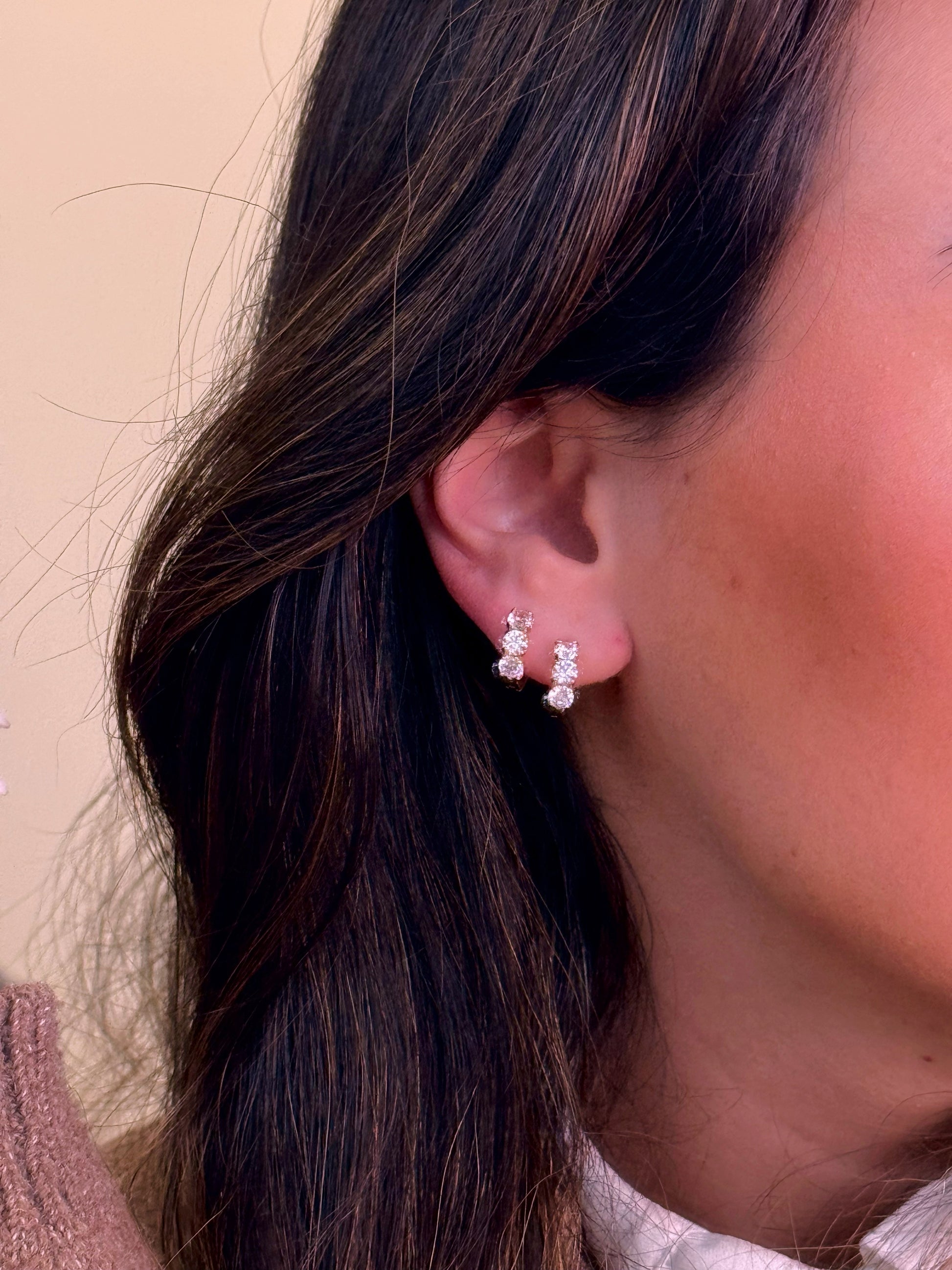 Argolinhas com 3 brilhantes | Rose Gold