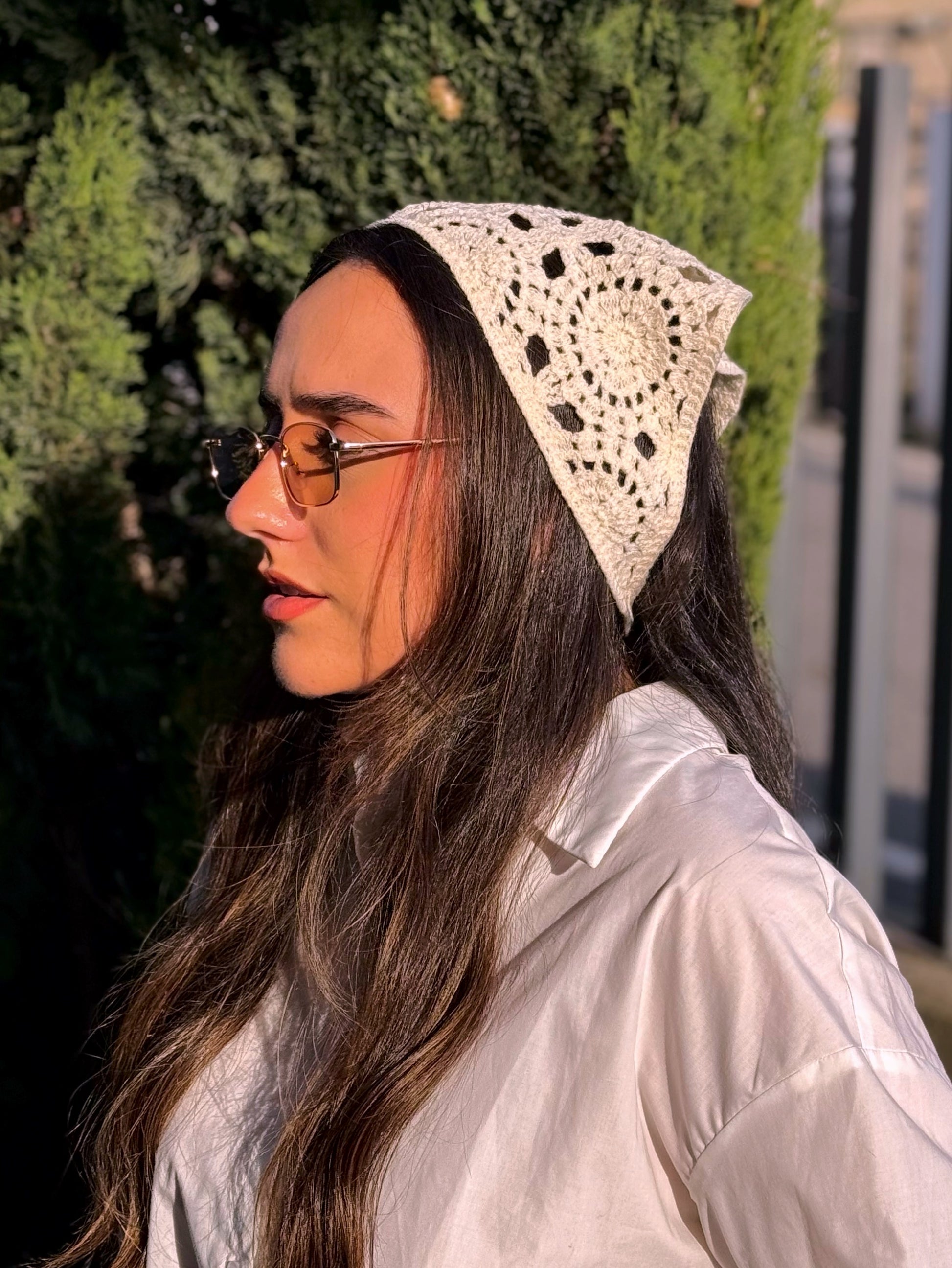 Bandana multifuncional em croché | Bege