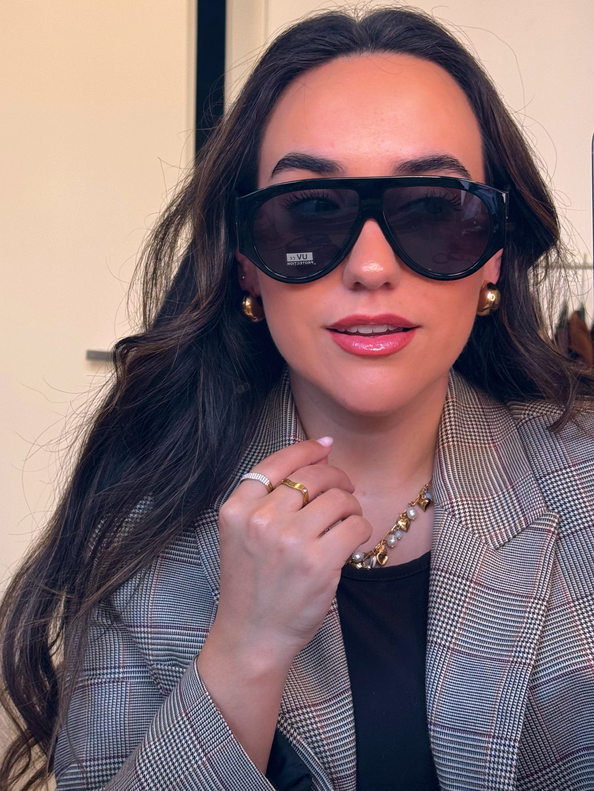 Óculos de sol oversized com armação em massa | Pretos