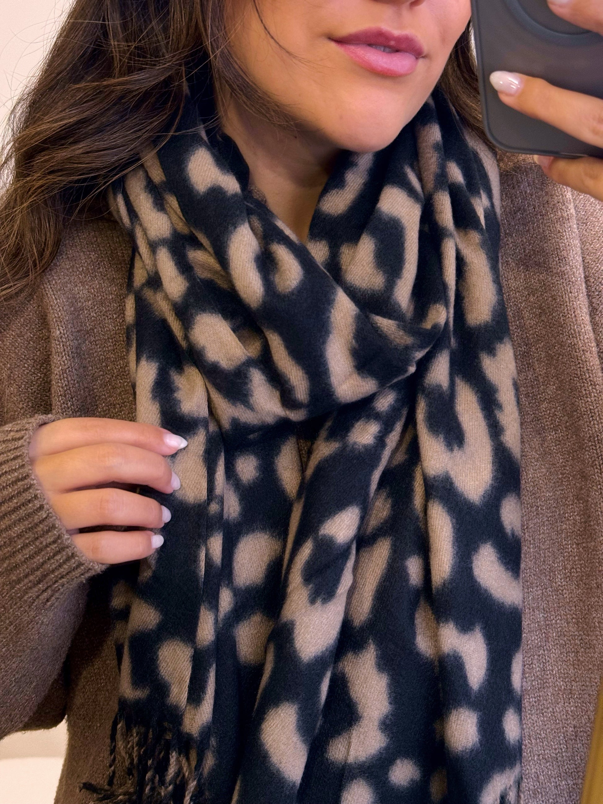 Cachecol Animal Print com Franjas | 3 cores