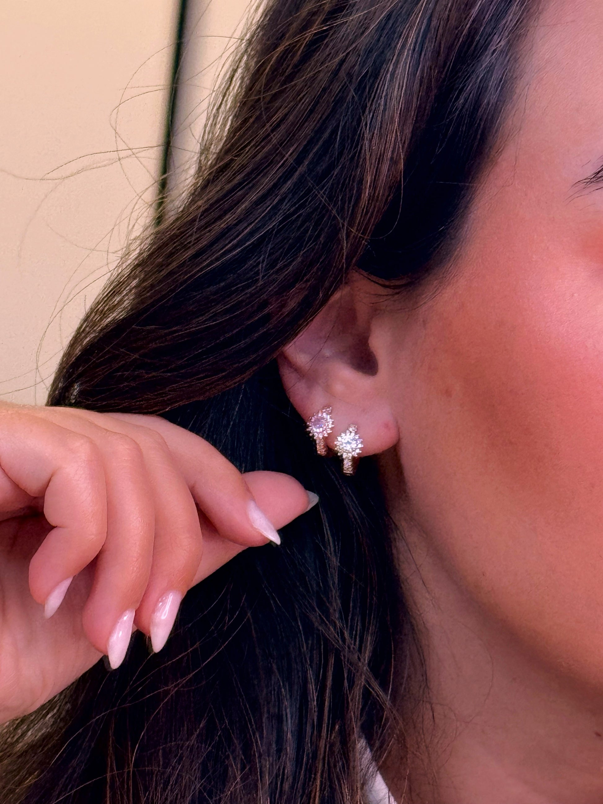 Argolinhas estrelinha rosa em brilhantes | Rose Gold