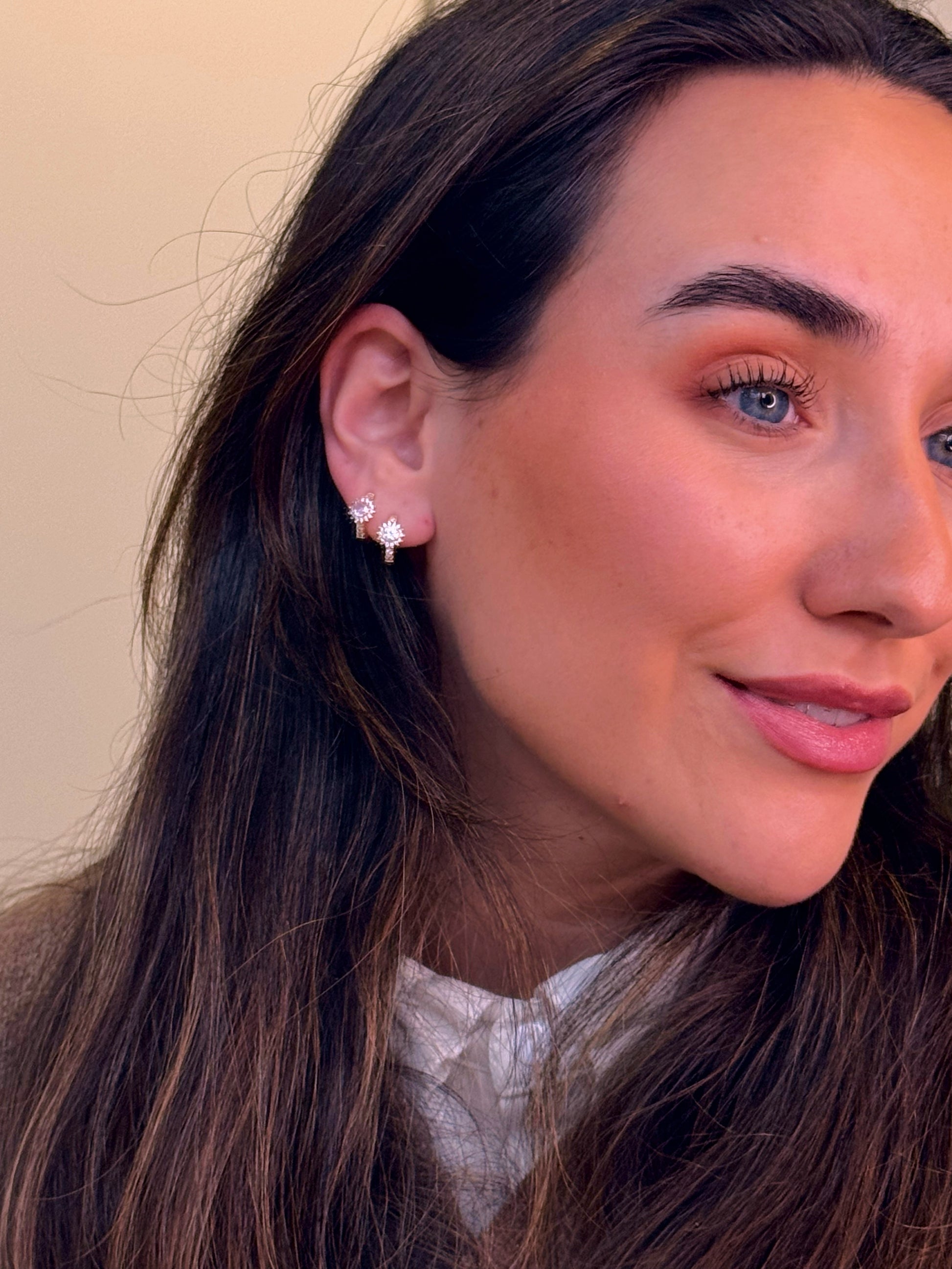 Argolinhas estrelinha rosa em brilhantes | Rose Gold