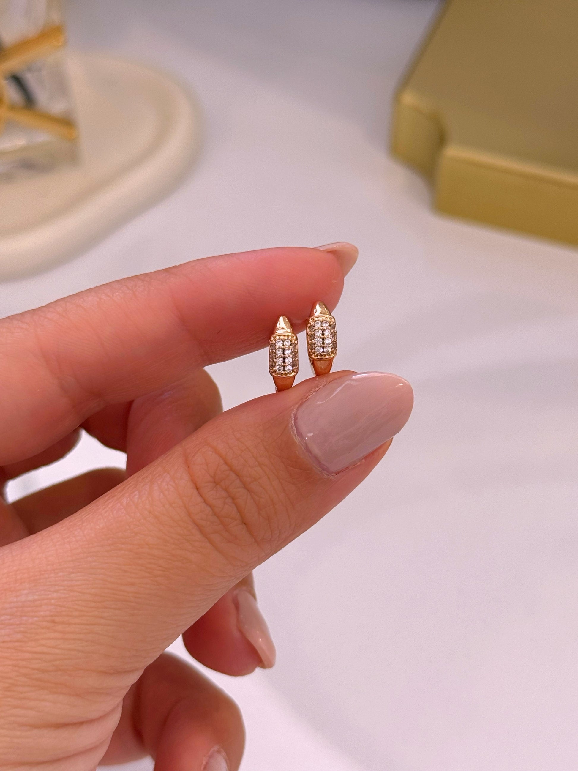 Argolinhas lisas com brilhantes | Rose Gold
