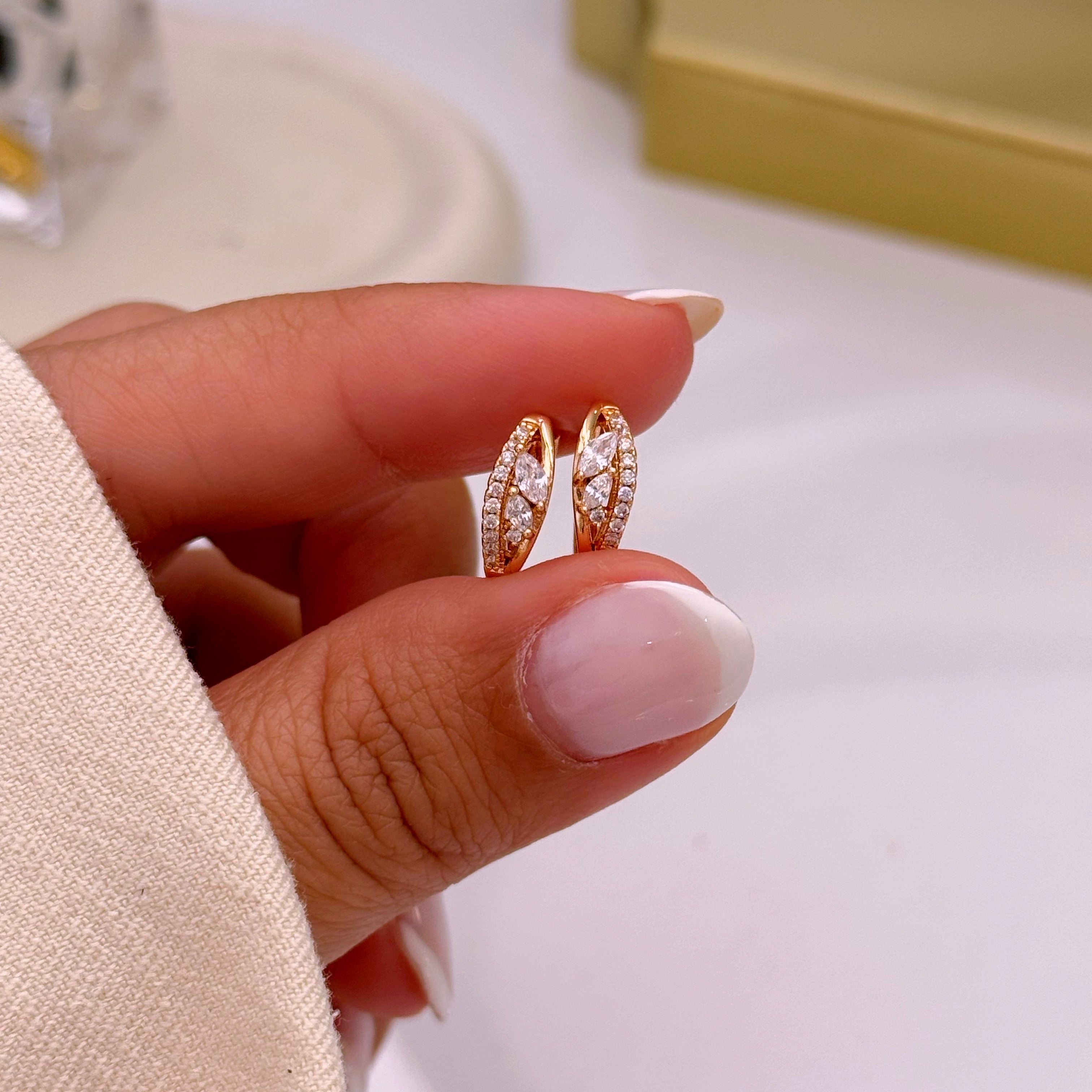 Argolinhas efeito duplo com brilhantes | Rose Gold