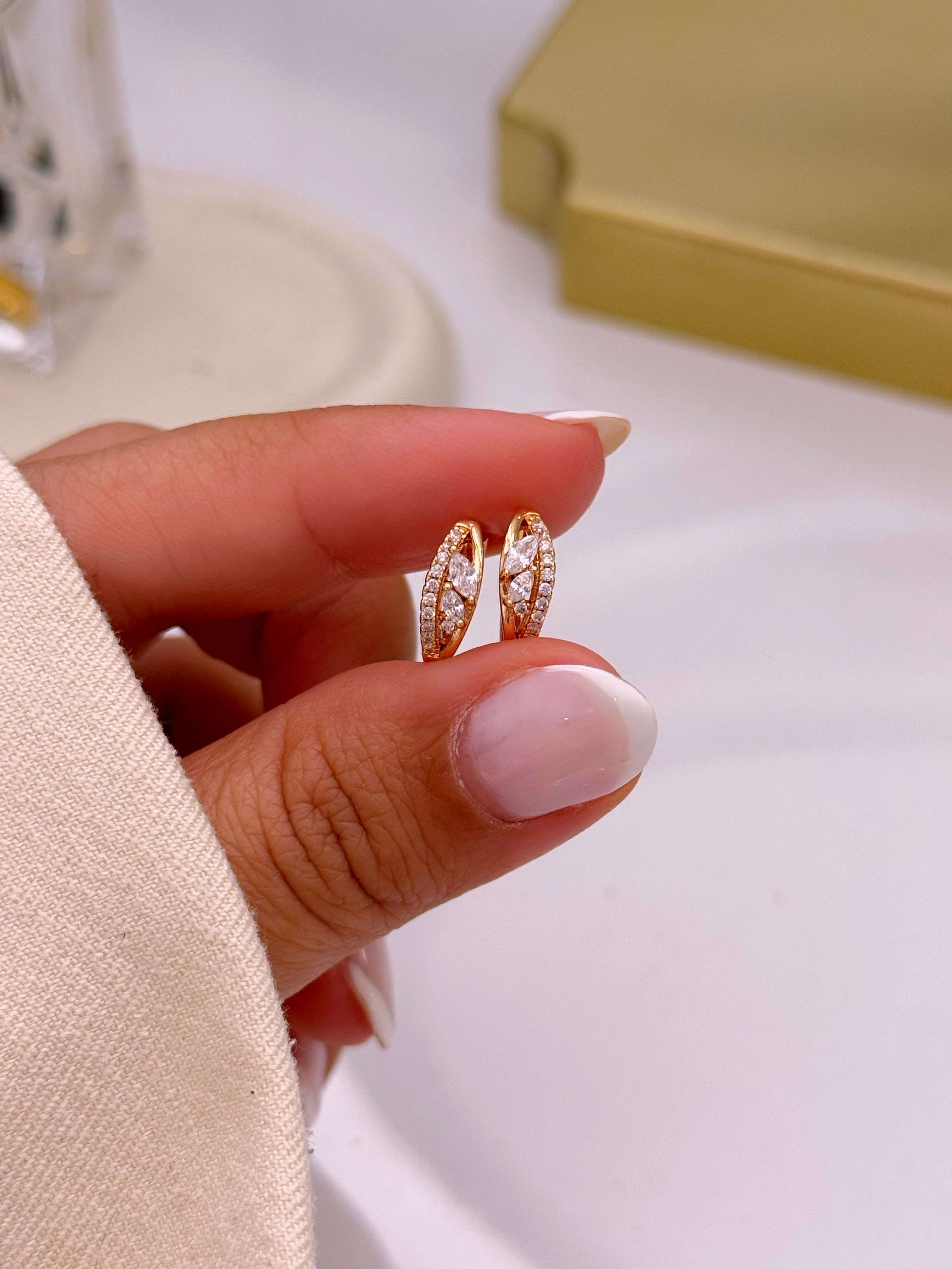 Argolinhas efeito duplo com brilhantes | Rose Gold