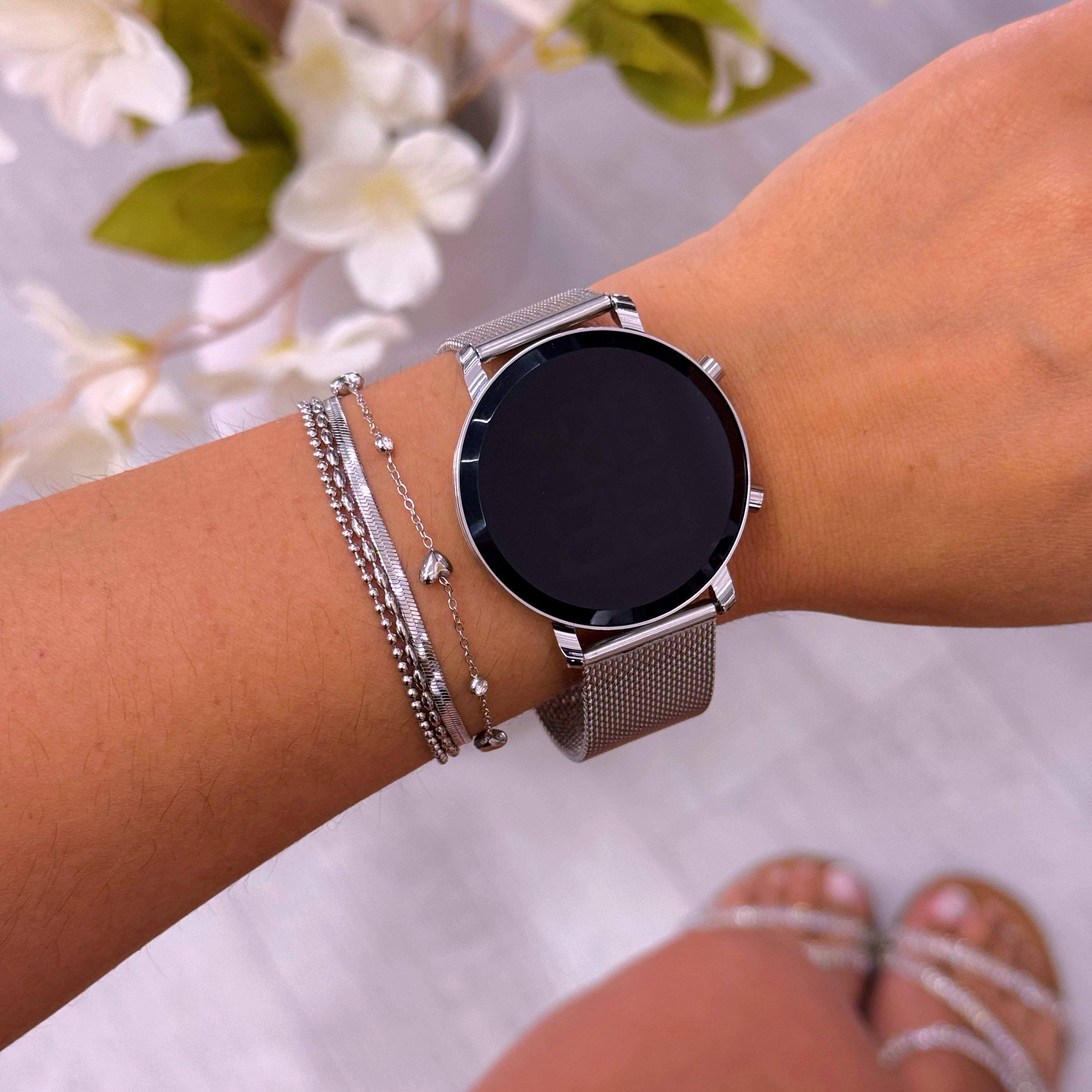 Relógio digital bracelete simples | Prateado