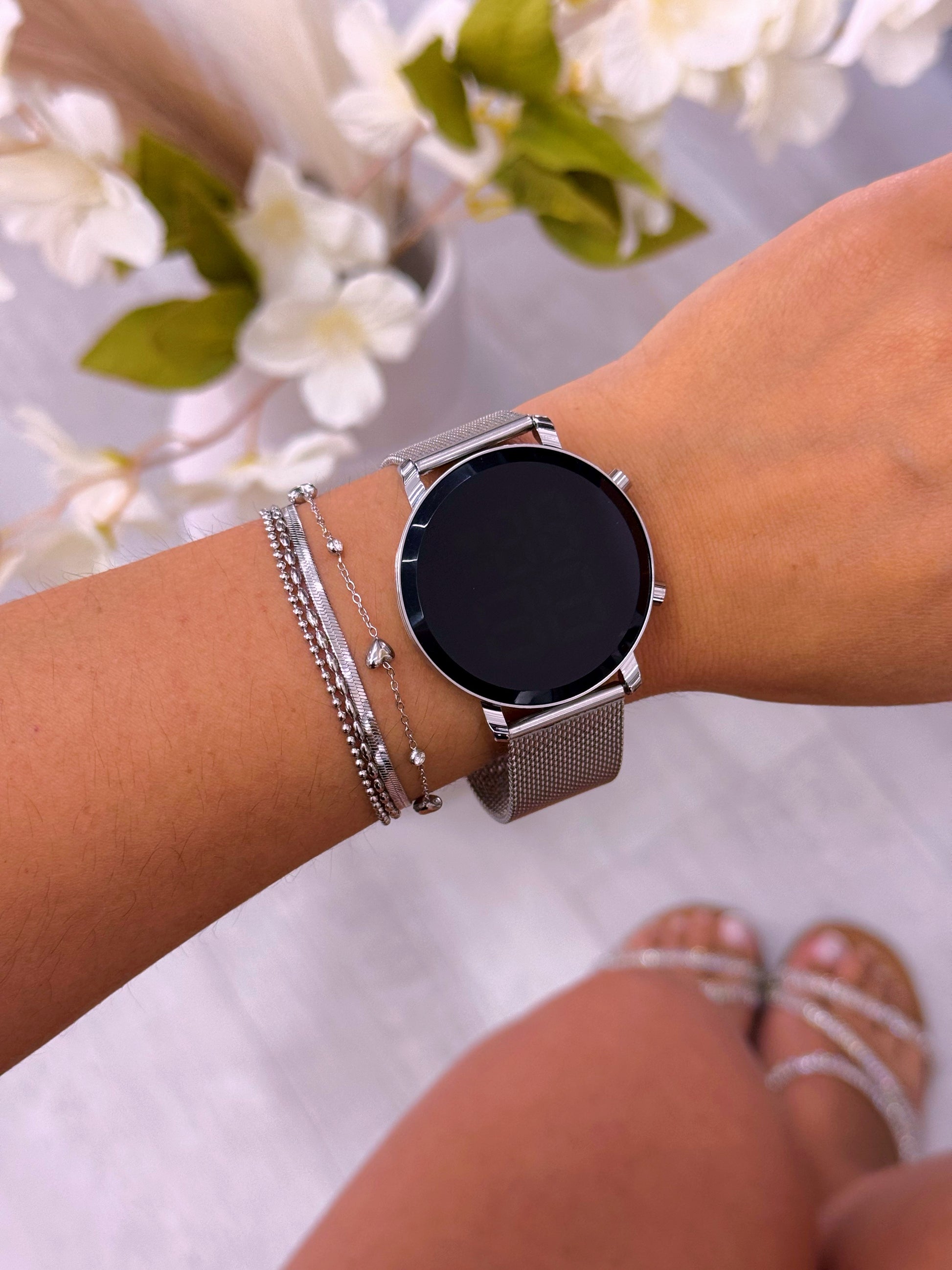 Relógio digital bracelete simples | Prateado