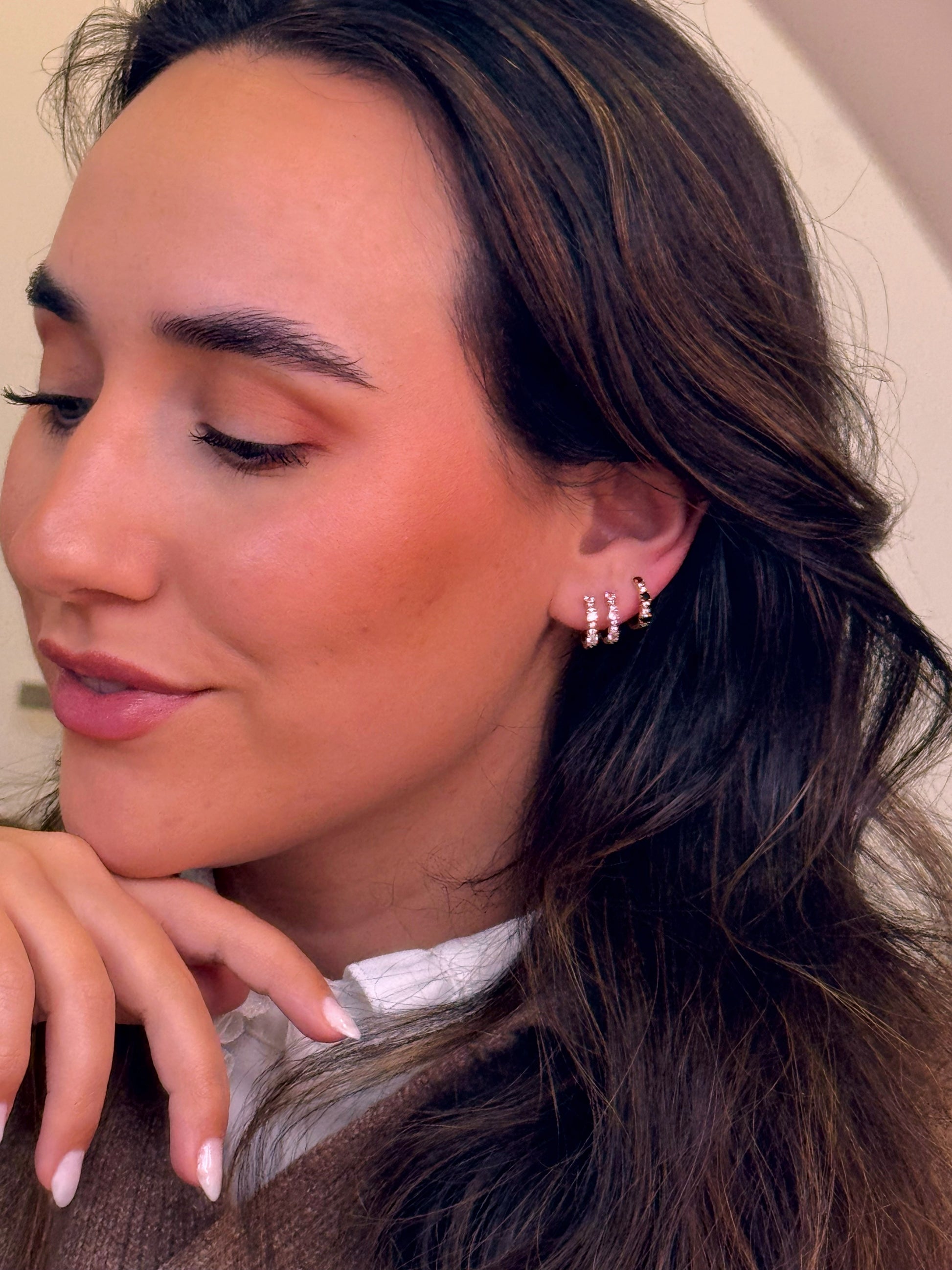 Argolinhas fila de brilhantes • Rose Gold | 3 cores