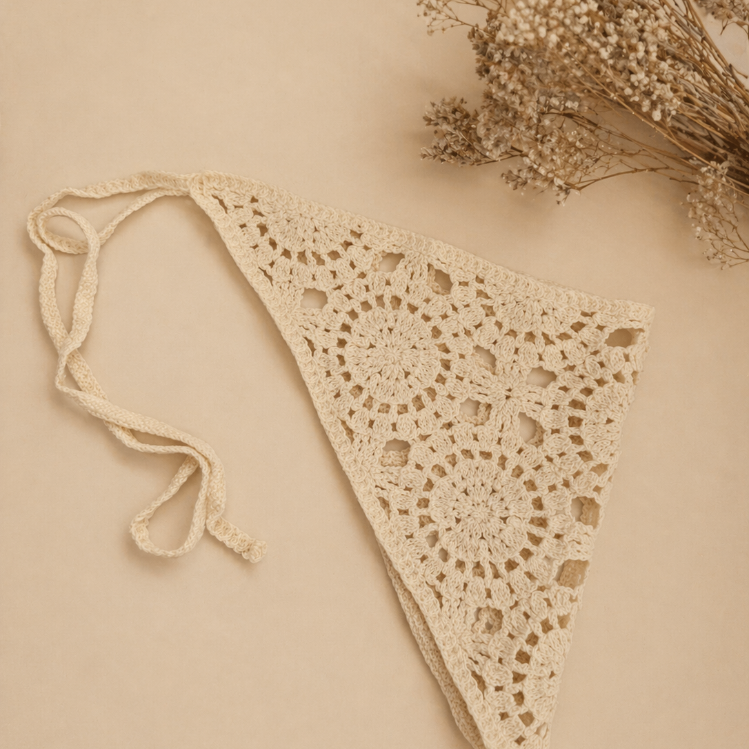 Bandana multifuncional em croché | Bege