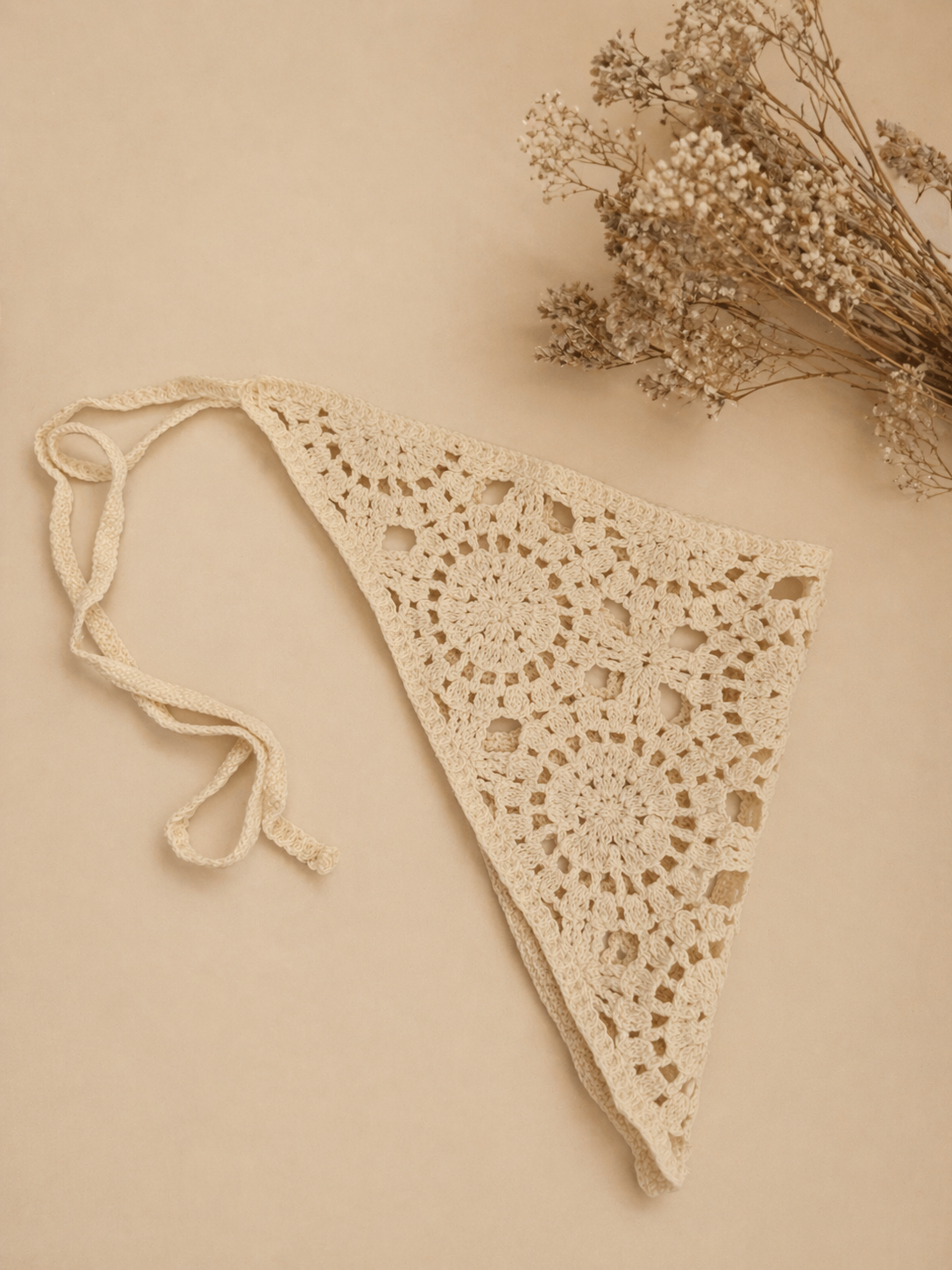Bandana multifuncional em croché | Bege