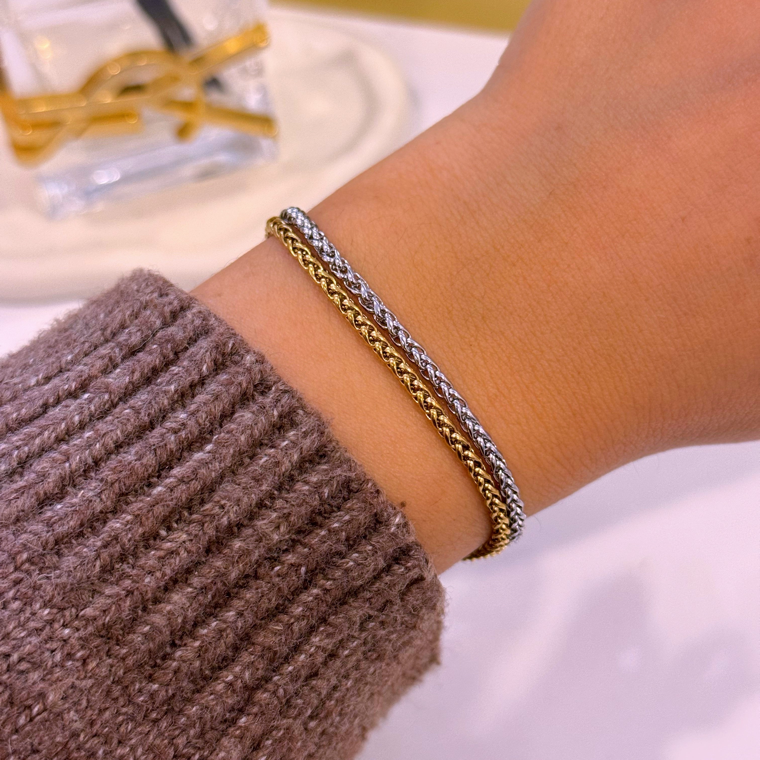 Pulseira malha entrançada fina | 2 cores