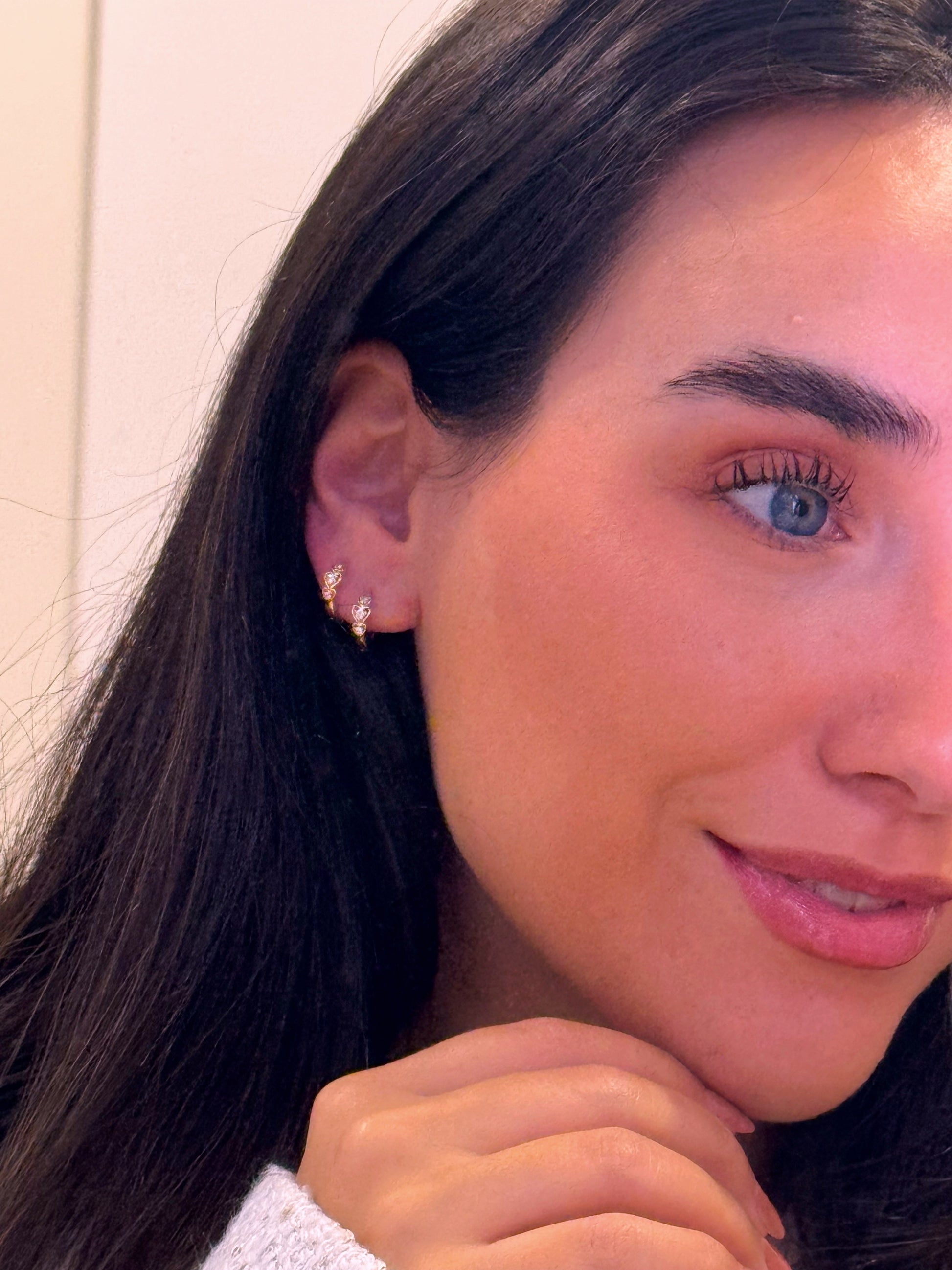 Argolinhas de 3 corações com brilhante ao centro | Rose Gold