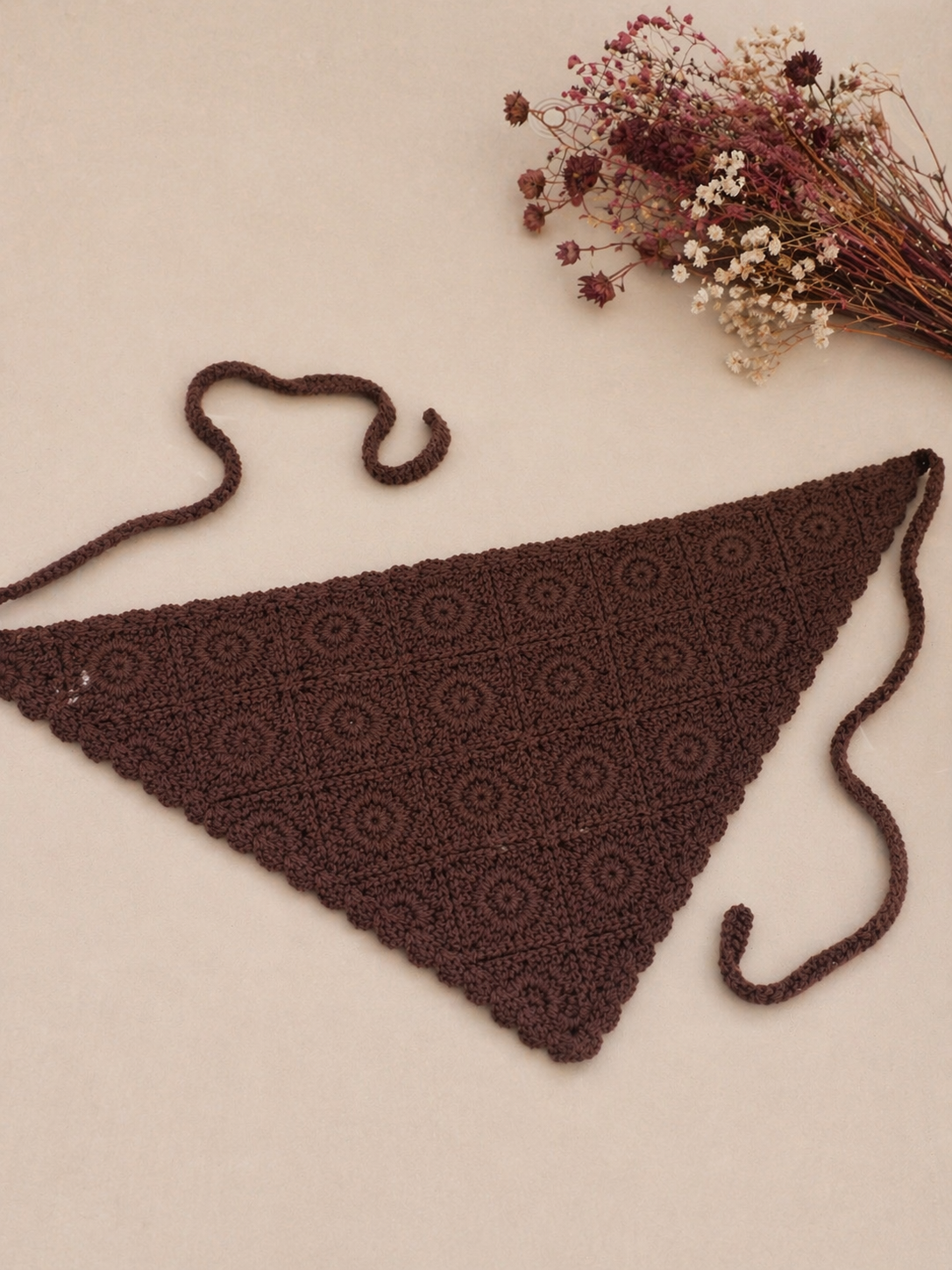 Bandana multifuncional em croché | Castanho