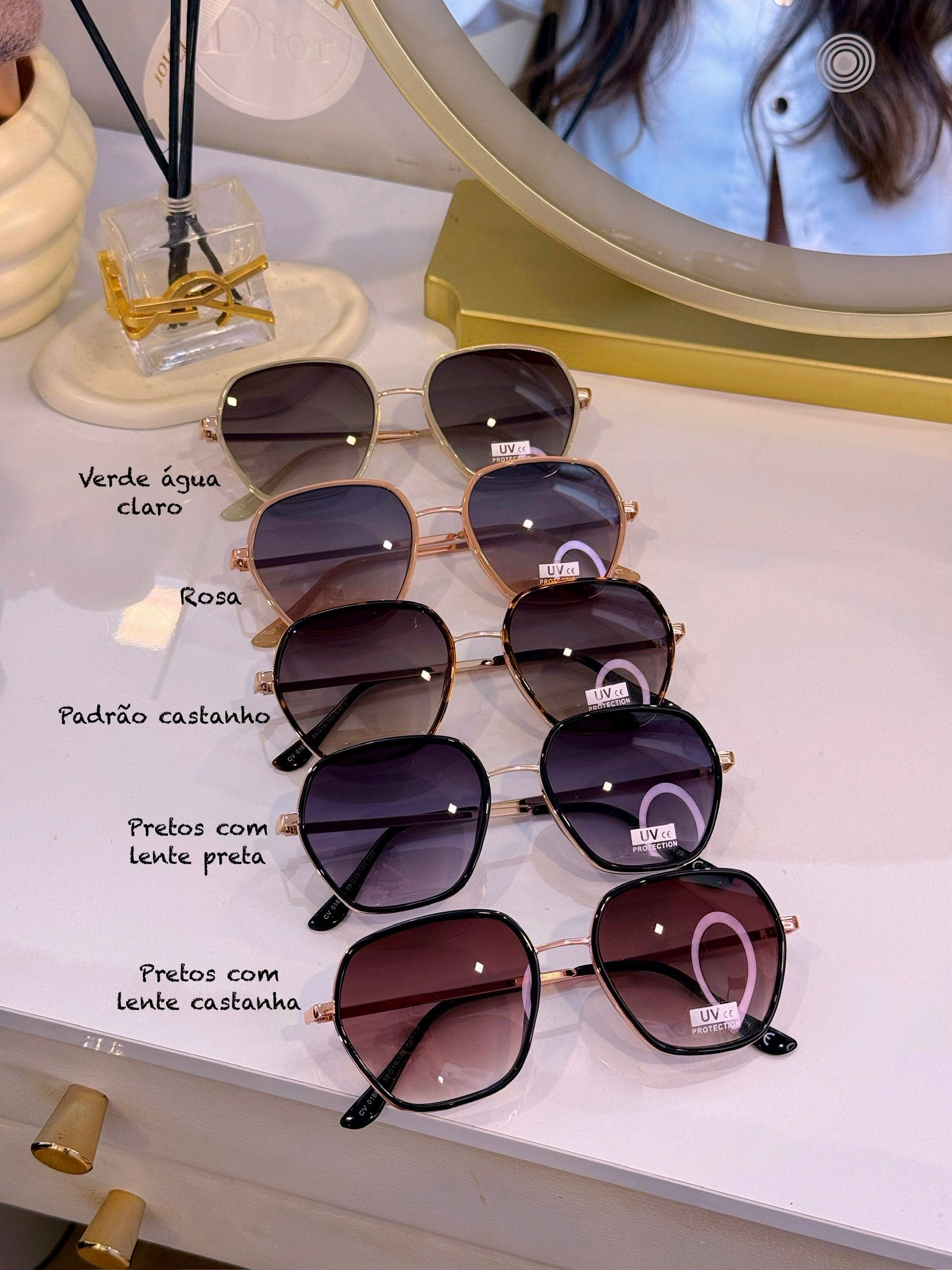🥇 Mais Vendidos • Óculos com armação de massa e metal | 5 Cores