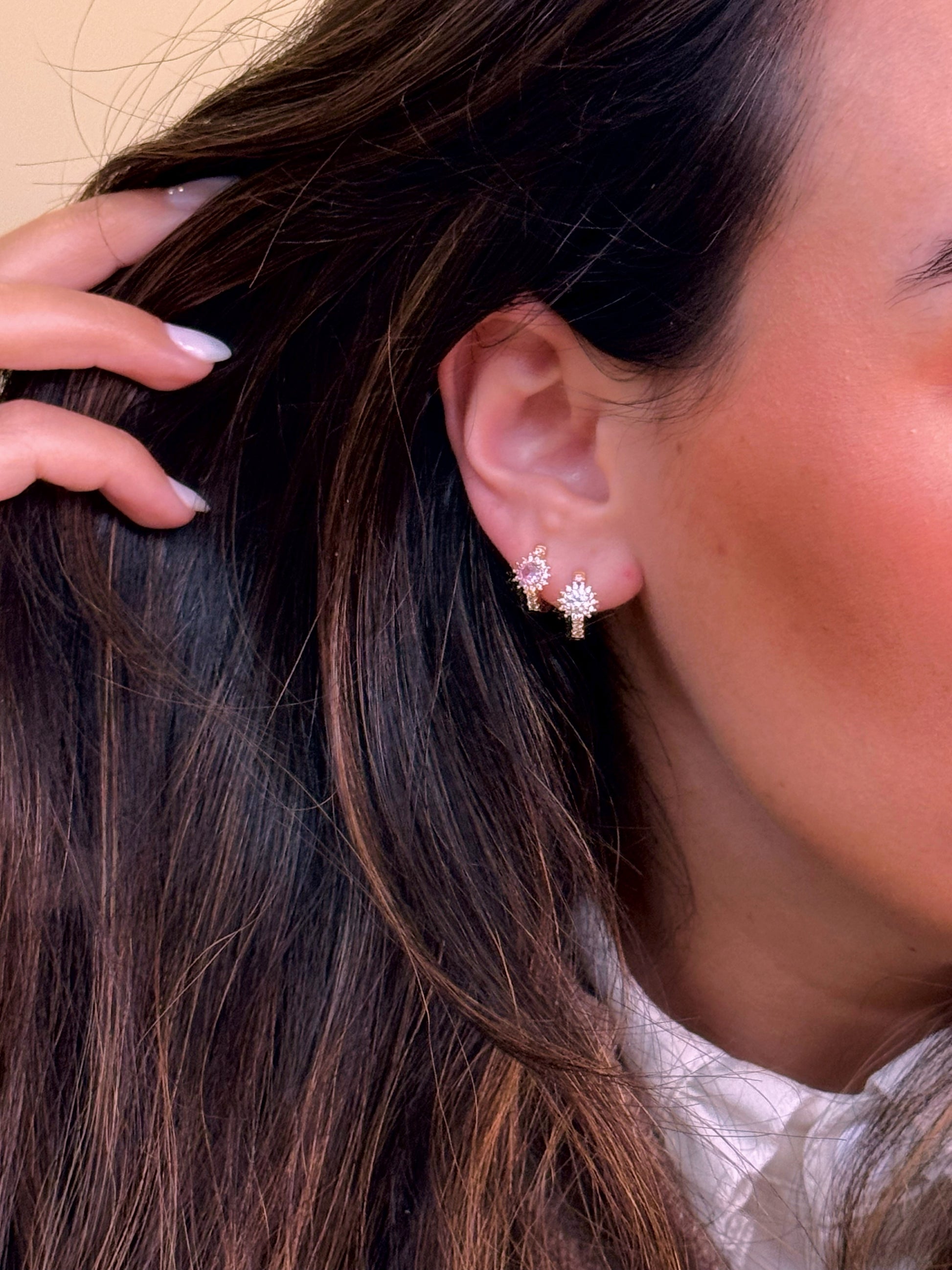 Argolinhas estrelinha rosa em brilhantes | Rose Gold