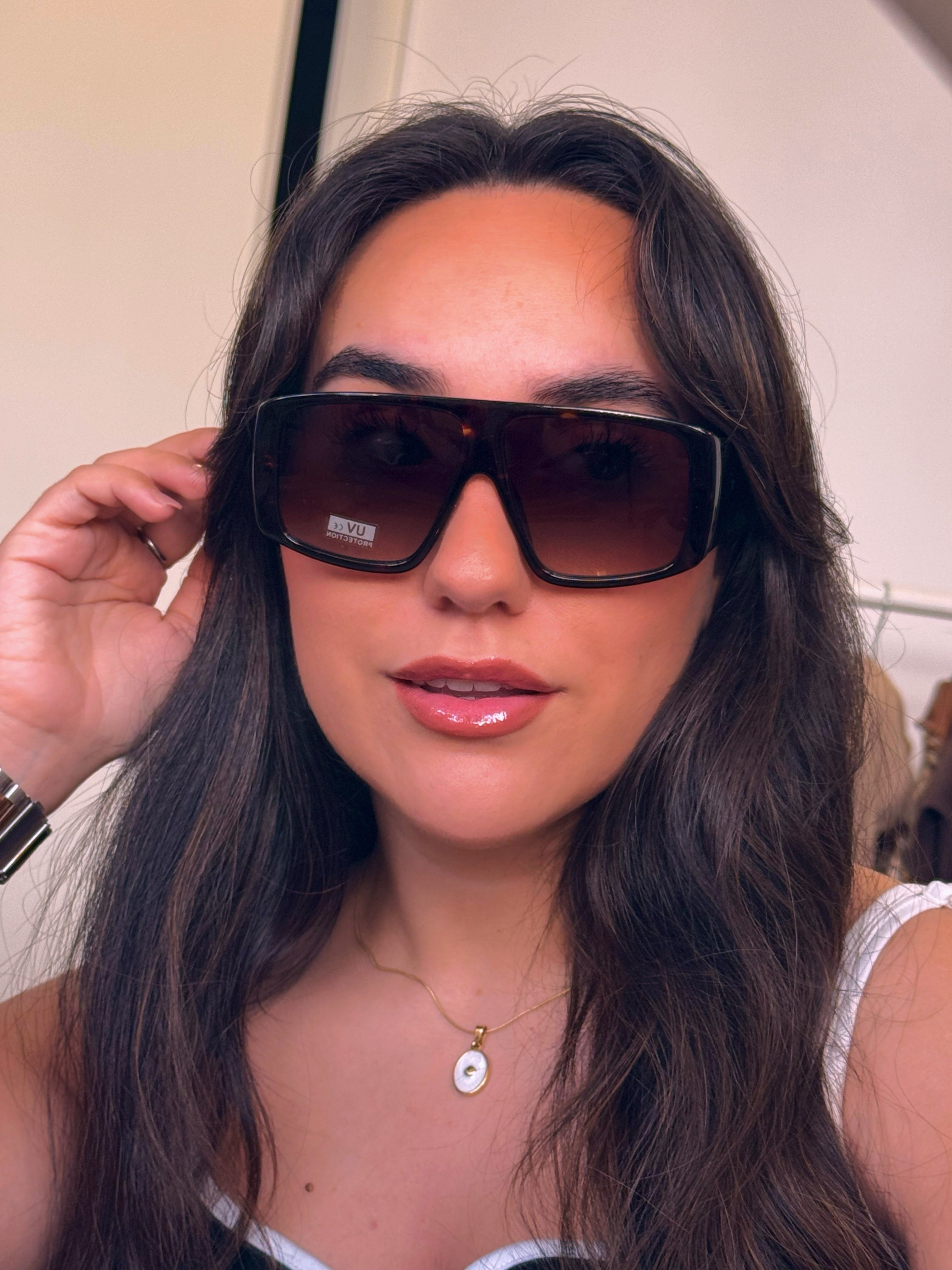 Óculos oversized com armação em massa | Padrão Castanho Escuro