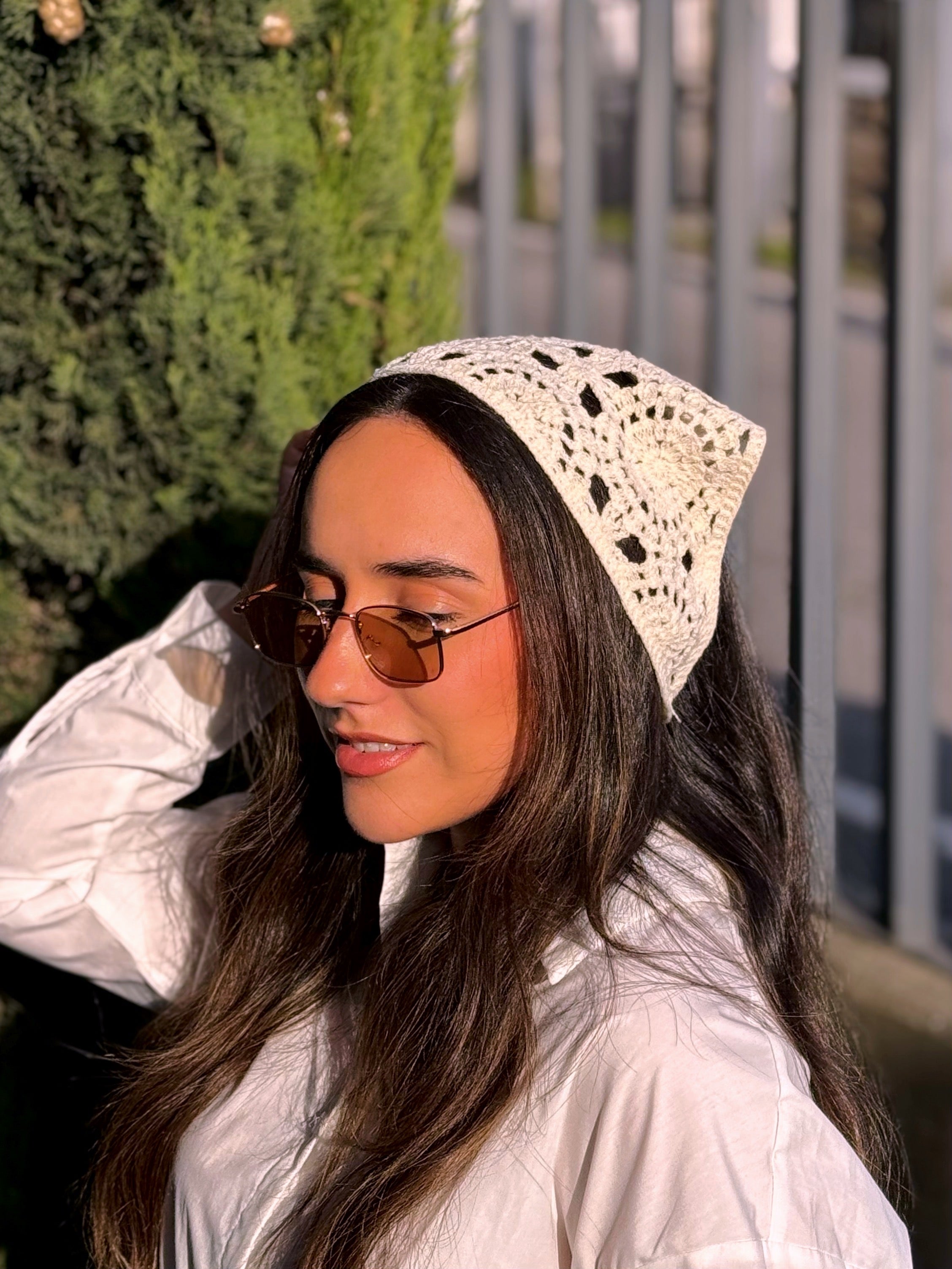 Bandana multifuncional em croché | Bege