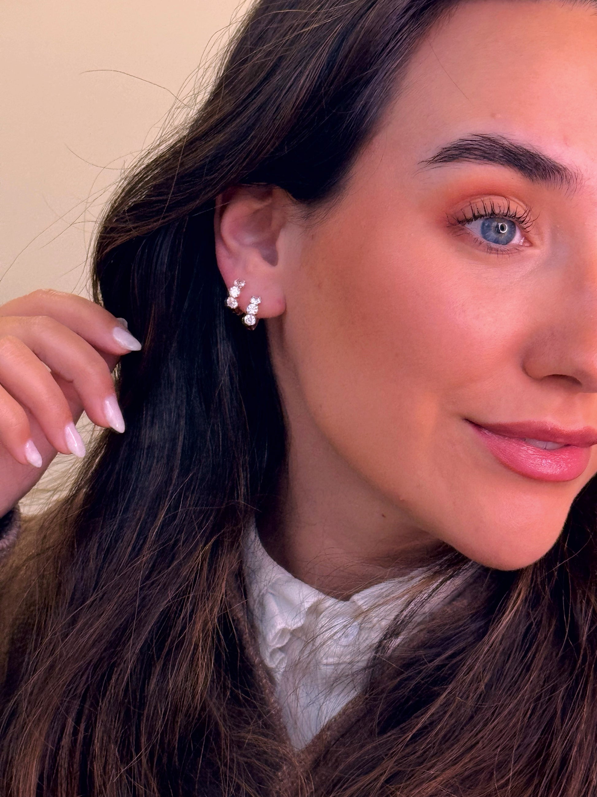 Argolinhas com 3 brilhantes | Rose Gold