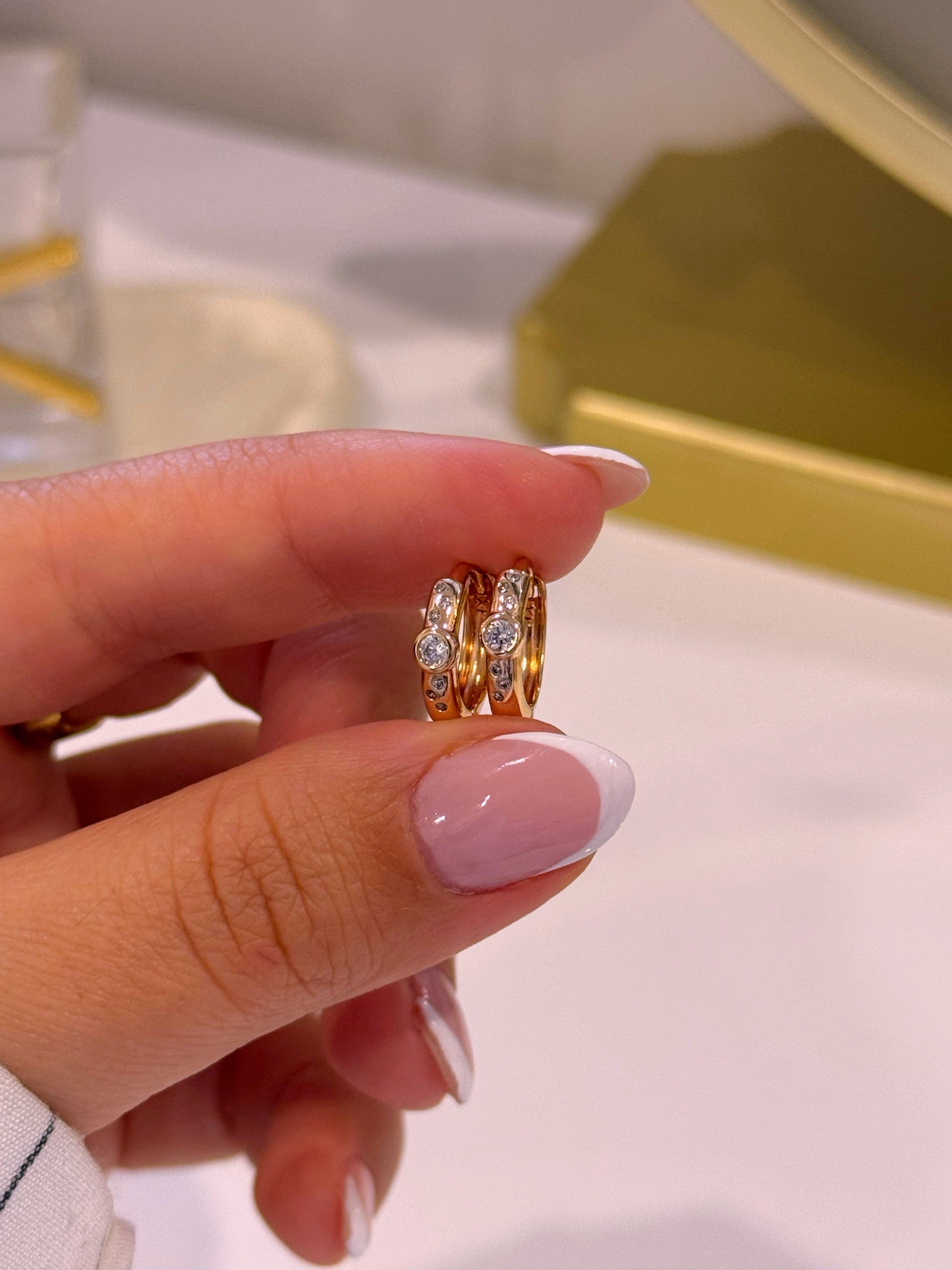 Argolinhas com brilhantes | Rose Gold